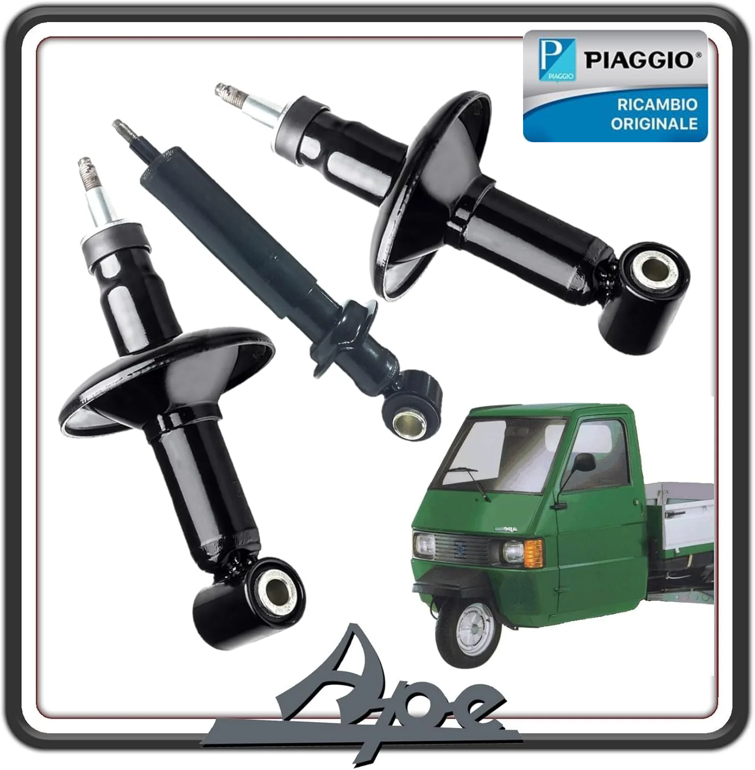 KIT 3 AMMORTIZZATORE AMMORTIZZATORI SOSPENSIONI POSTERIORE POSTERIORI + ANTERIORE PER PIAGGIO APE 703 BENZINA E DIESEL ORIGINALE PIAGGIO 56600R-56602R