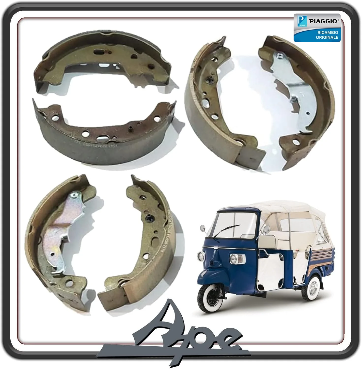 KIT GANASCE CEPPI FRENO FRENI COMPLETO ANTERIORE E POSTERIORE PER PIAGGIO APE CALESSINO DIESEL ORIGINALE PIAGGIO