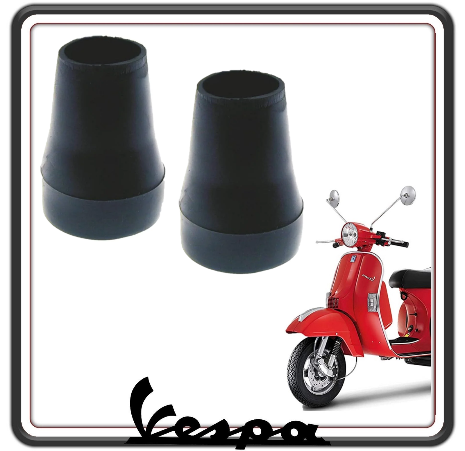 KIT COPPIA DUE SCARPETTE PIEDINI PIEDINO GOMMINI GOMMINO CAVALLETTO COMPATIBILE CON PIAGGIO VESPA PX TUTTI I MODELLI - VESPA PX PE - VESPA ARCOBALENO - VESPA LML STAR.