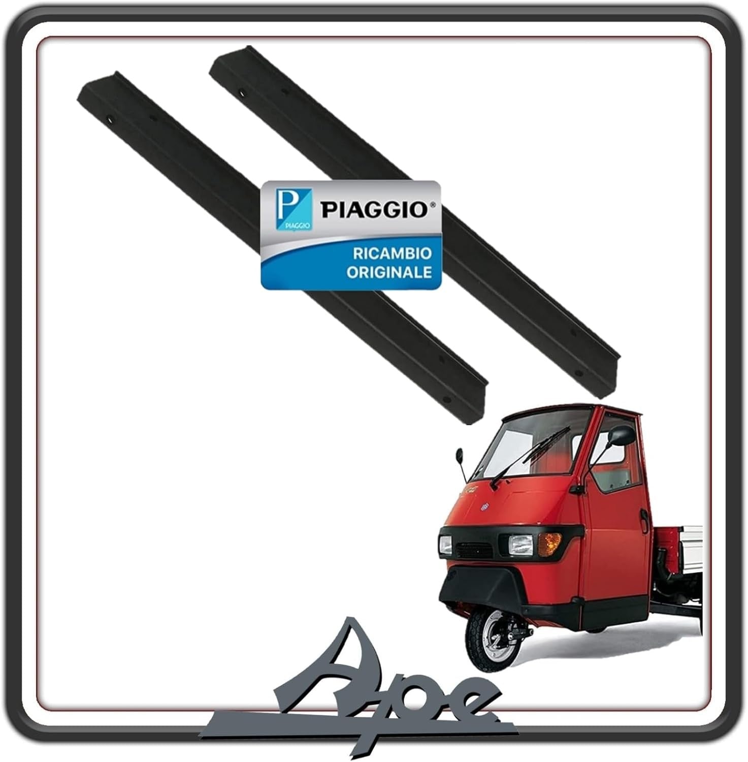 KIT COPPIA DUE PROFILATO PROFILATI GUARNIZIONE GUARNIZIONI VETRO FINESTRINO CRISTALLO PER PIAGGIO APE 50 ORIGINALE PIAGGIO 646259 X2