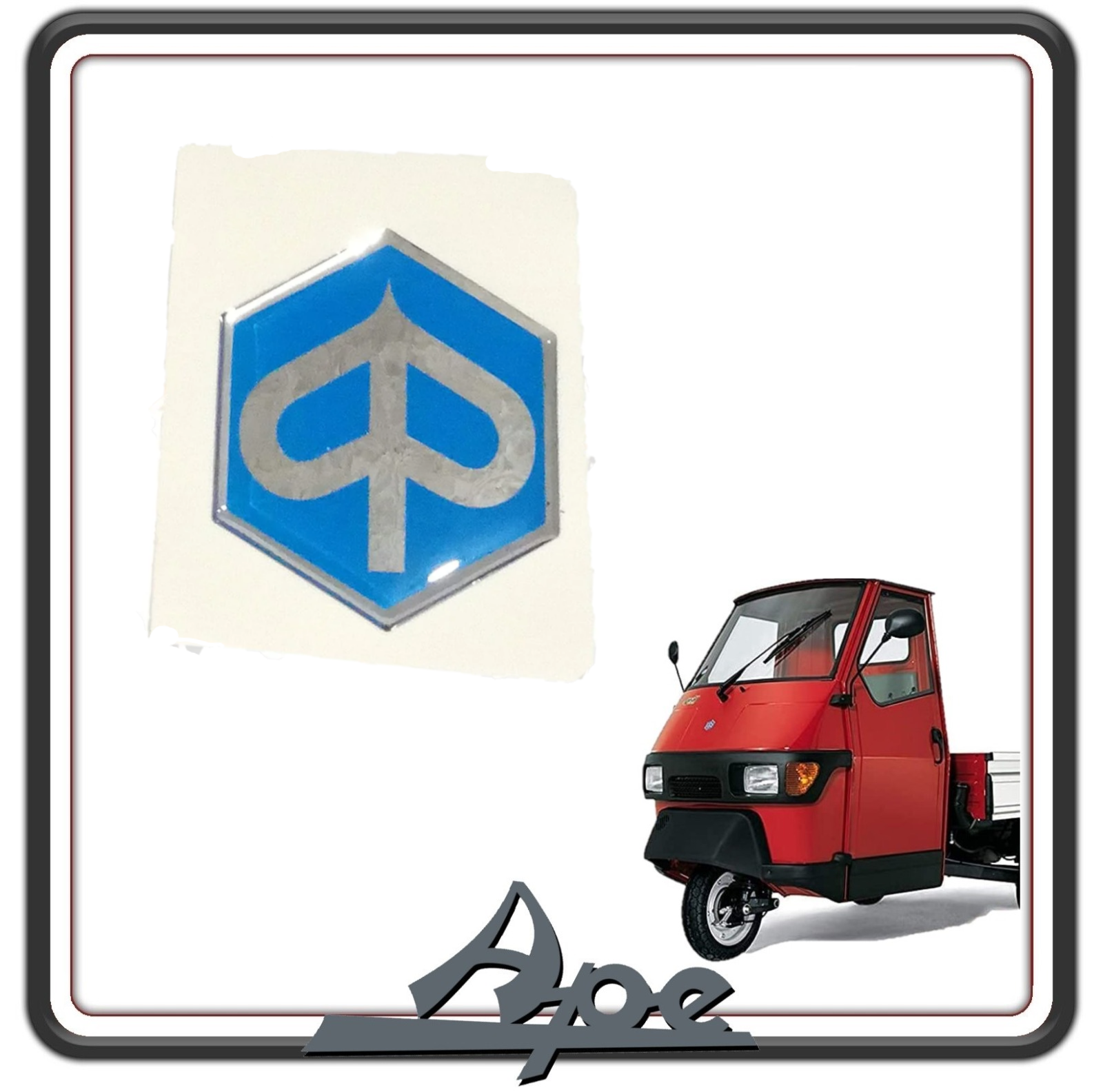 LOGO SCUDETTO ADESIVO FRONTALE ANTERIORE PER PIAGGIO APE 50 ORIGINALE PIAGGIO 264089