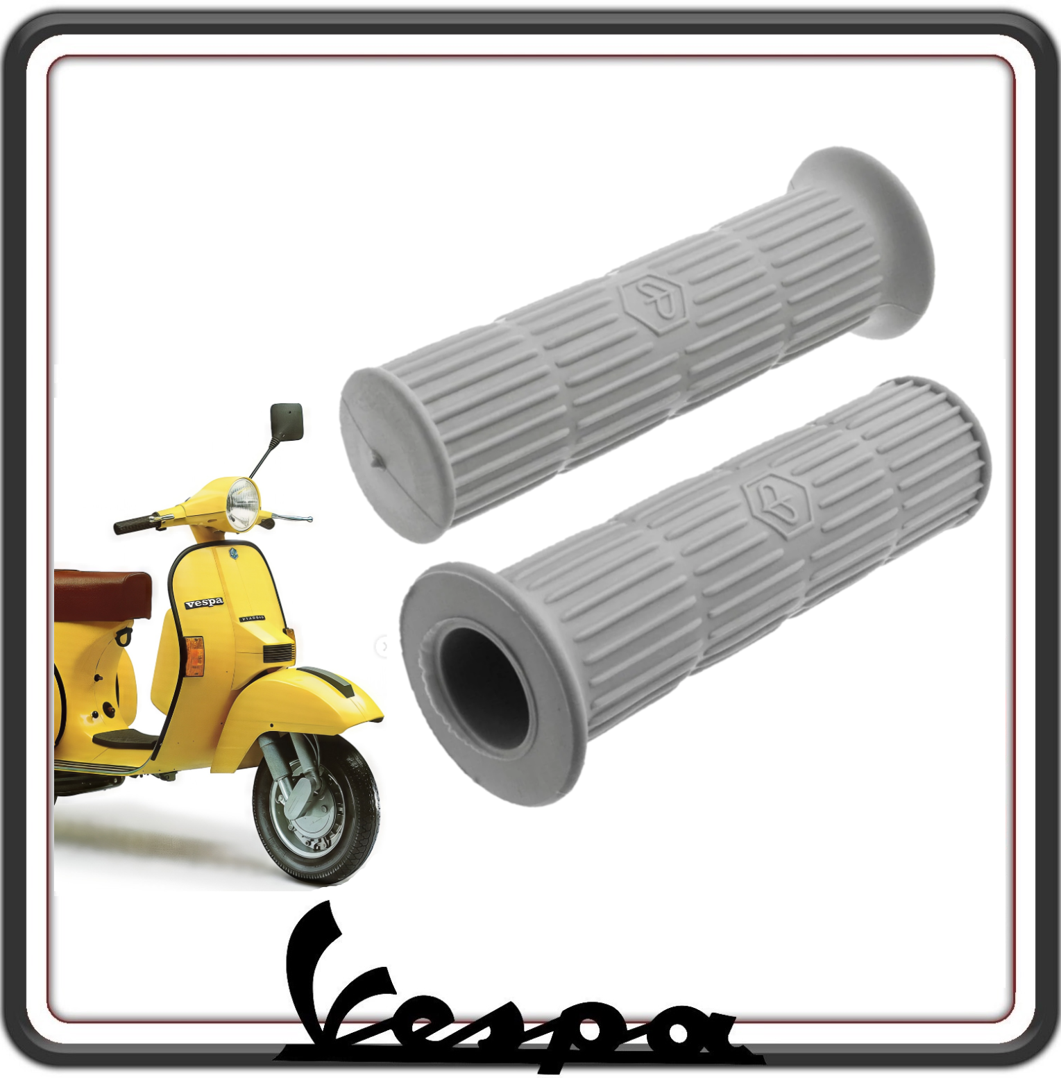 KIT COPPIA DUE MANOPOLE MANOPOLA COLORE GRIGIO COMPATIBILI CON PIAGGIO VESPA PX - VESPA ARCOBALENO.