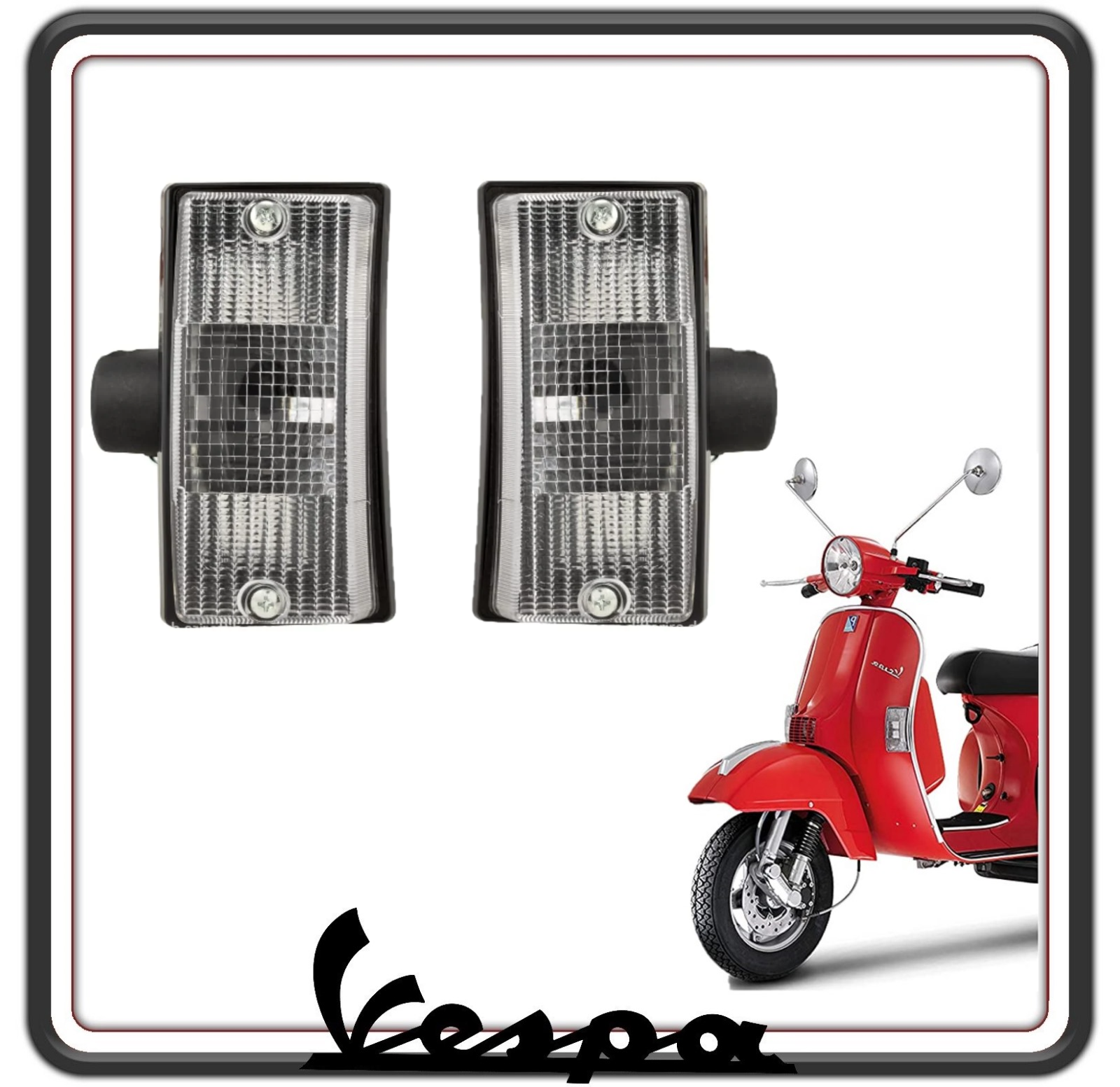 KIT COPPIA DUE FANALINO FANALINI FRECCIA FRECCE INDICATORE DI DIREZIONE ANTERIORI BIANCHI PER VESPA PX - VESPA ARCOBALENO