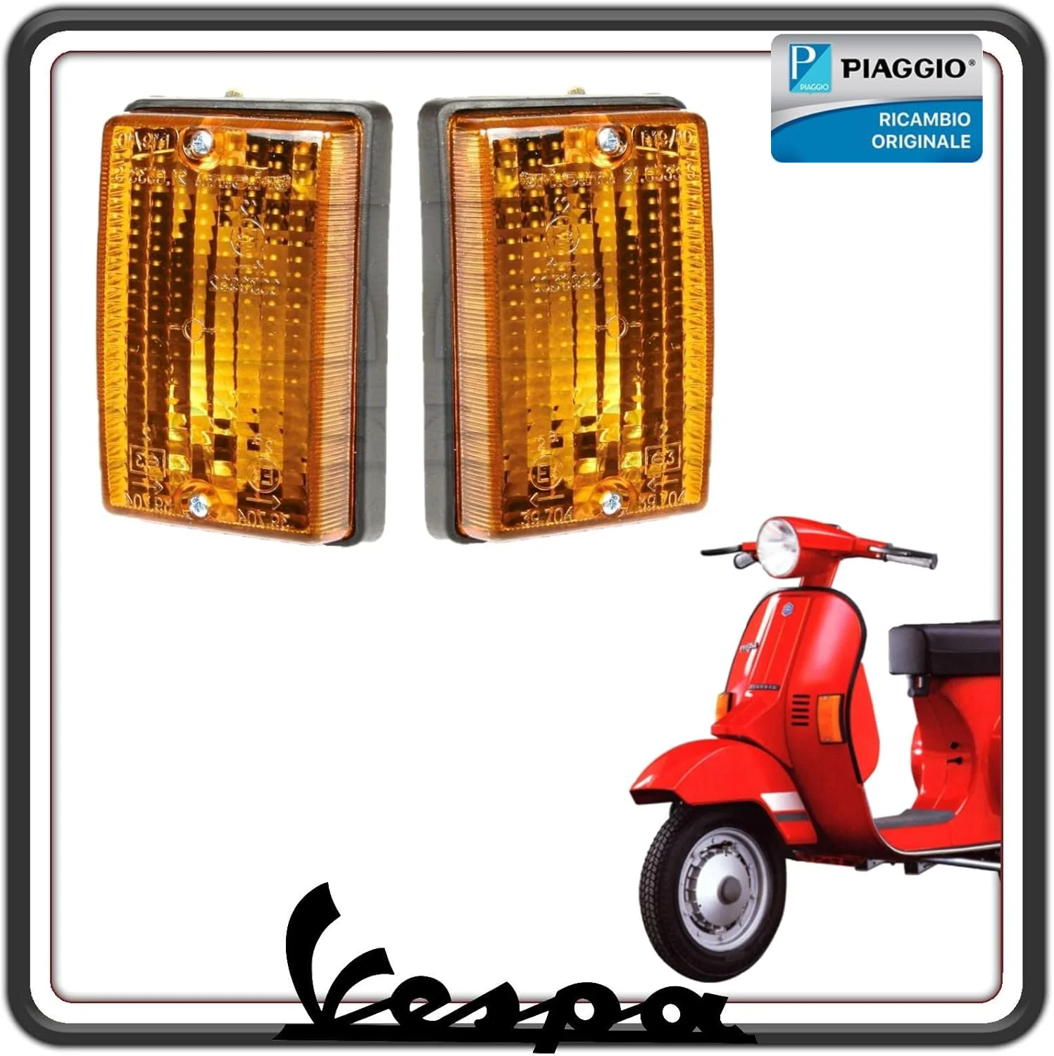 KIT 2 FRECCIA FRECCE FANALINO FANALINI INDICATORE INDICATORI DI DIREZIONE COMPLETI POSTERIORI VESPA PK 50 VESPA PK 125 ORIGINALI PIAGGIO 216784 - 216785