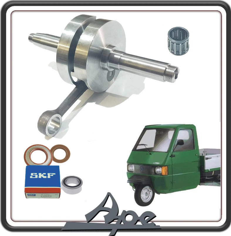 ALBERO MOTORE COMPLETO DI KIT PARAOLI E CUSCINETTI COMPATIBILE PER PIAGGIO APE TM 703 - APE 602 - APE CAR - APE 501