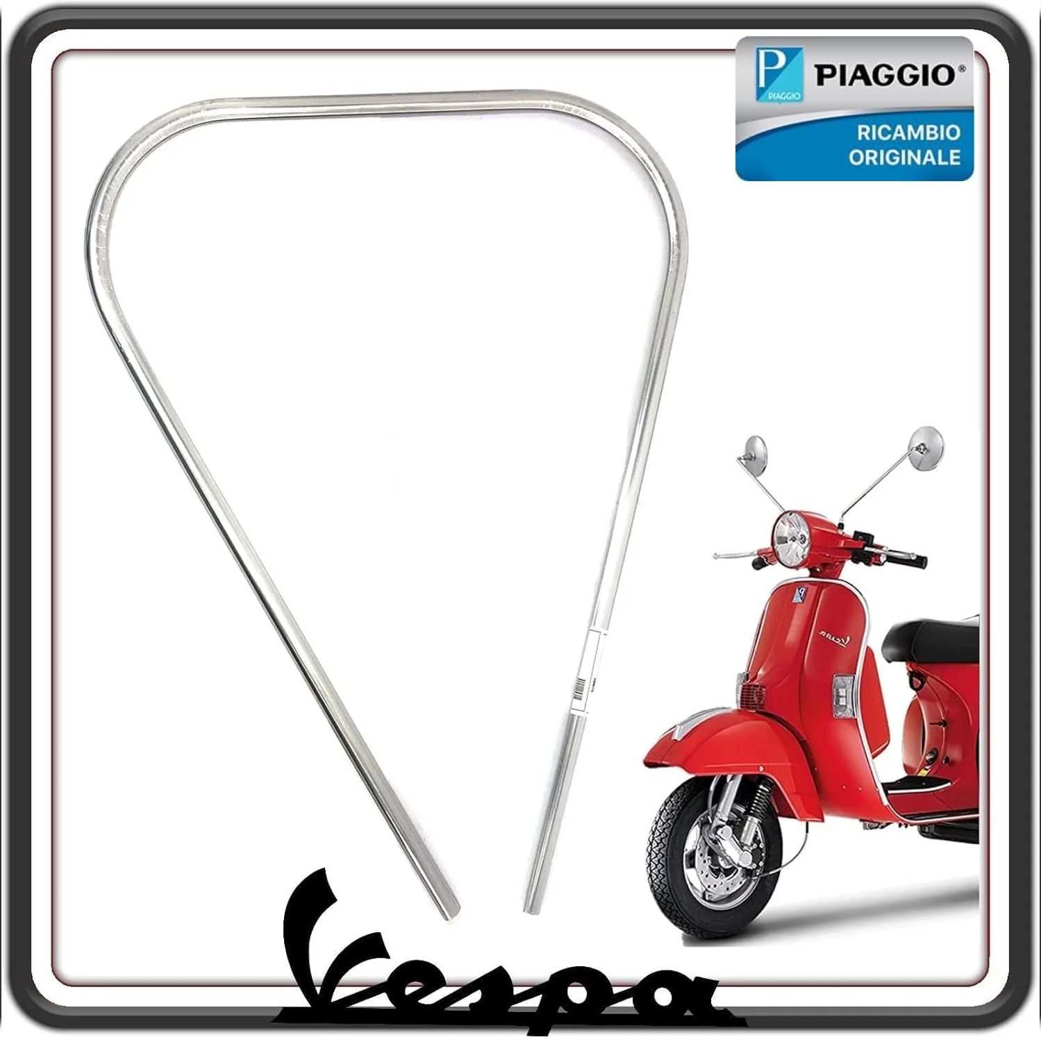BORDO BORDINO PROTEZIONE SCUDO ANTERIORE GRIGIO PER PIAGGIO VESPA PX 125 150 200 ORIGINALE PIAGGIO