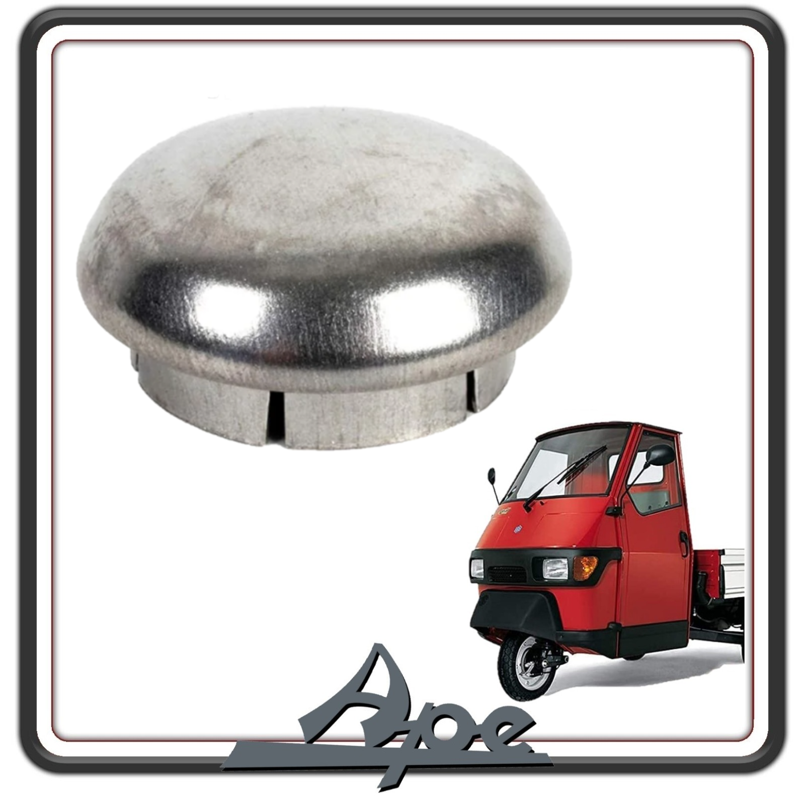 TAPPO TAMBURO ANTERIORE IN ACCIAIO COMPATIBILE CON PIAGGIO APE 50