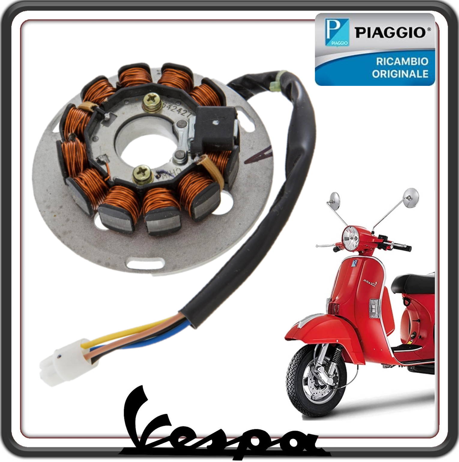 STATORE MAGNETE VOLANO COMPLETO PER PIAGGIO VESPA PX 125 (2011 -2017) - VESPA PX 150 (2011 -2017) ORIGINALE PIAGGIO 642427