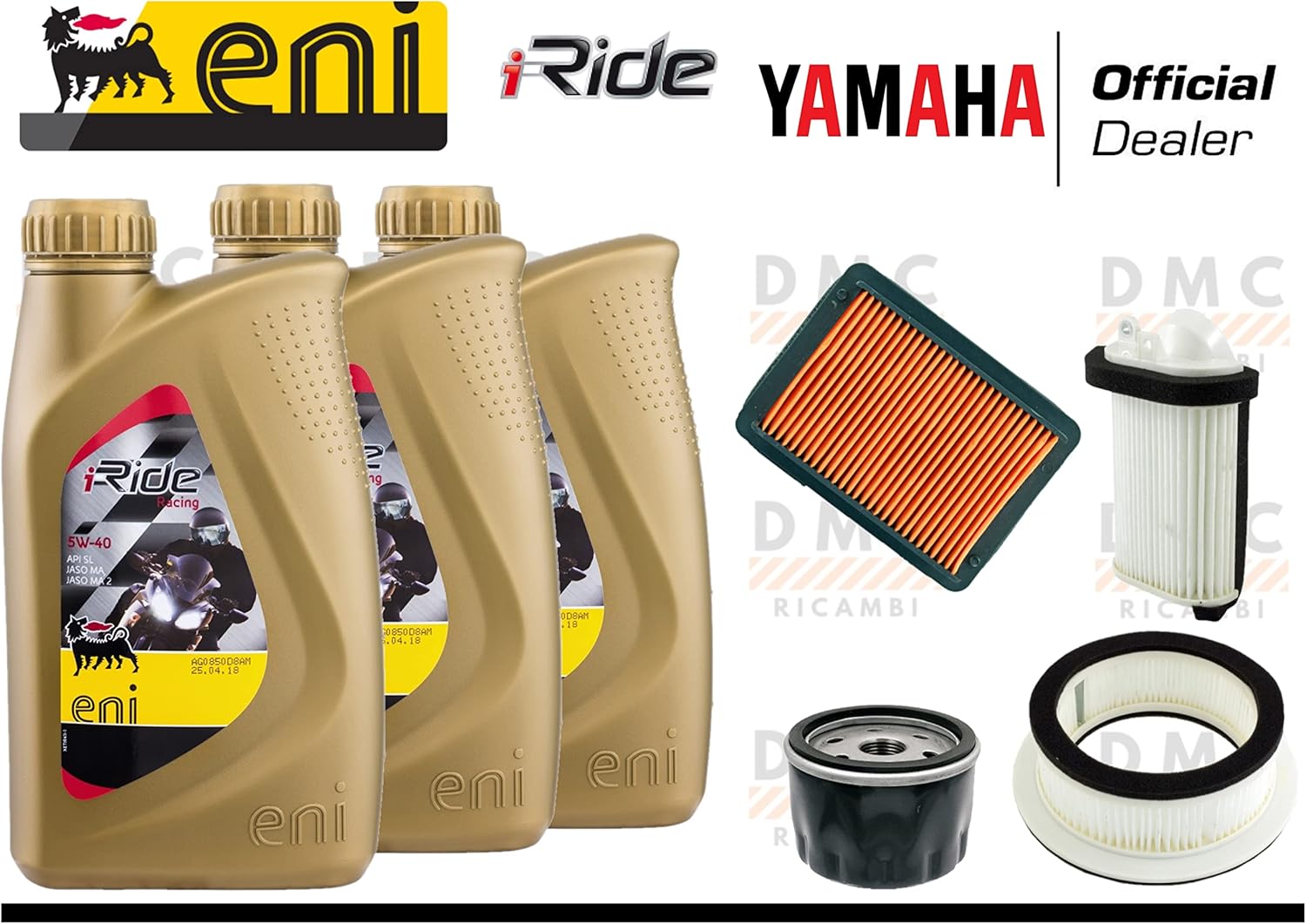 KIT TAGLIANDO FILTRO OLIO FILTRO ARIA  ED OLIO ENI 5W40 COMPATIBILE PER YAMAHA TMAX T-MAX 530 DAL 2012 AL 2016