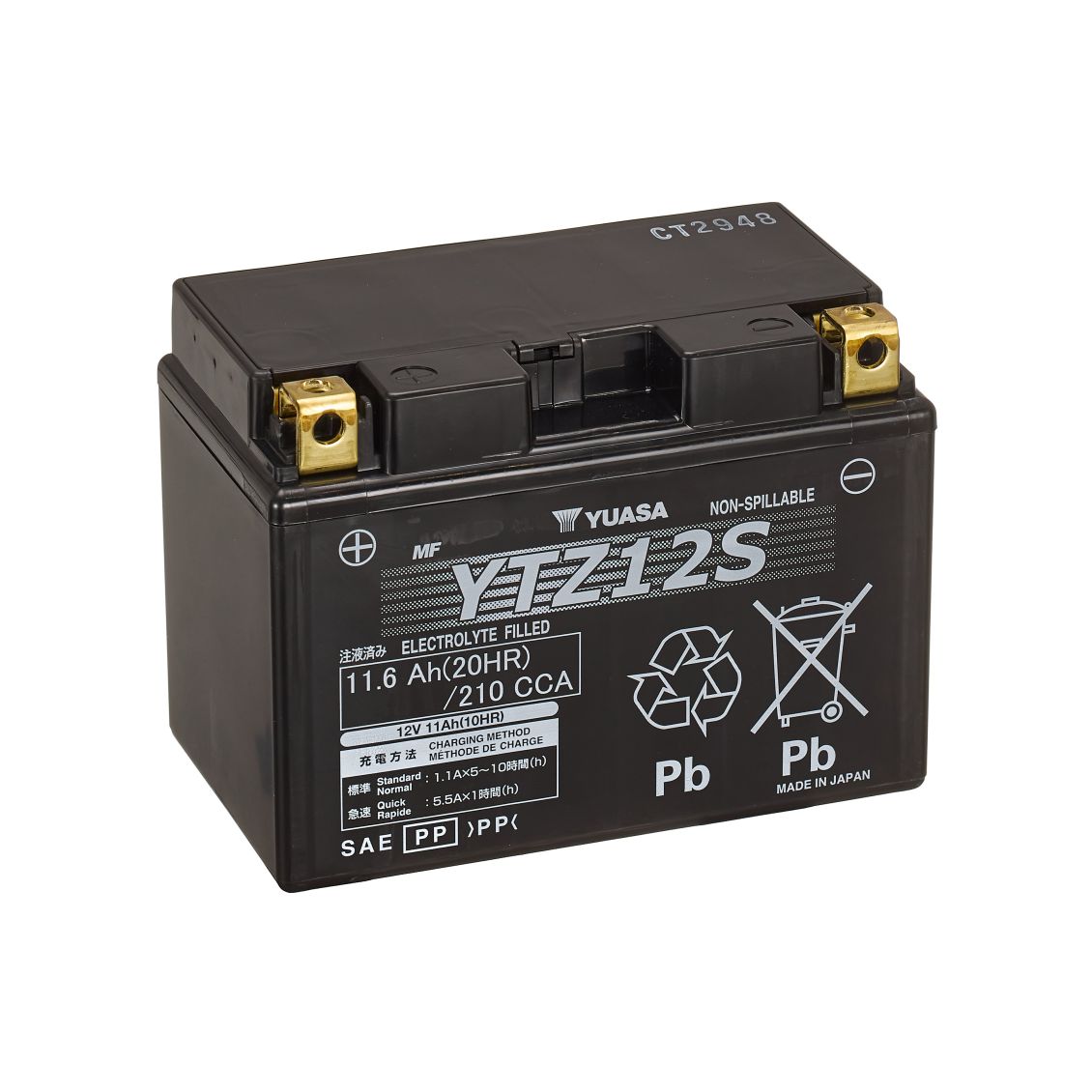 Batteria Yuasa YTZ12S 12V 11.6Ah 210A AGM Alte Prestazioni Pronta All'uso