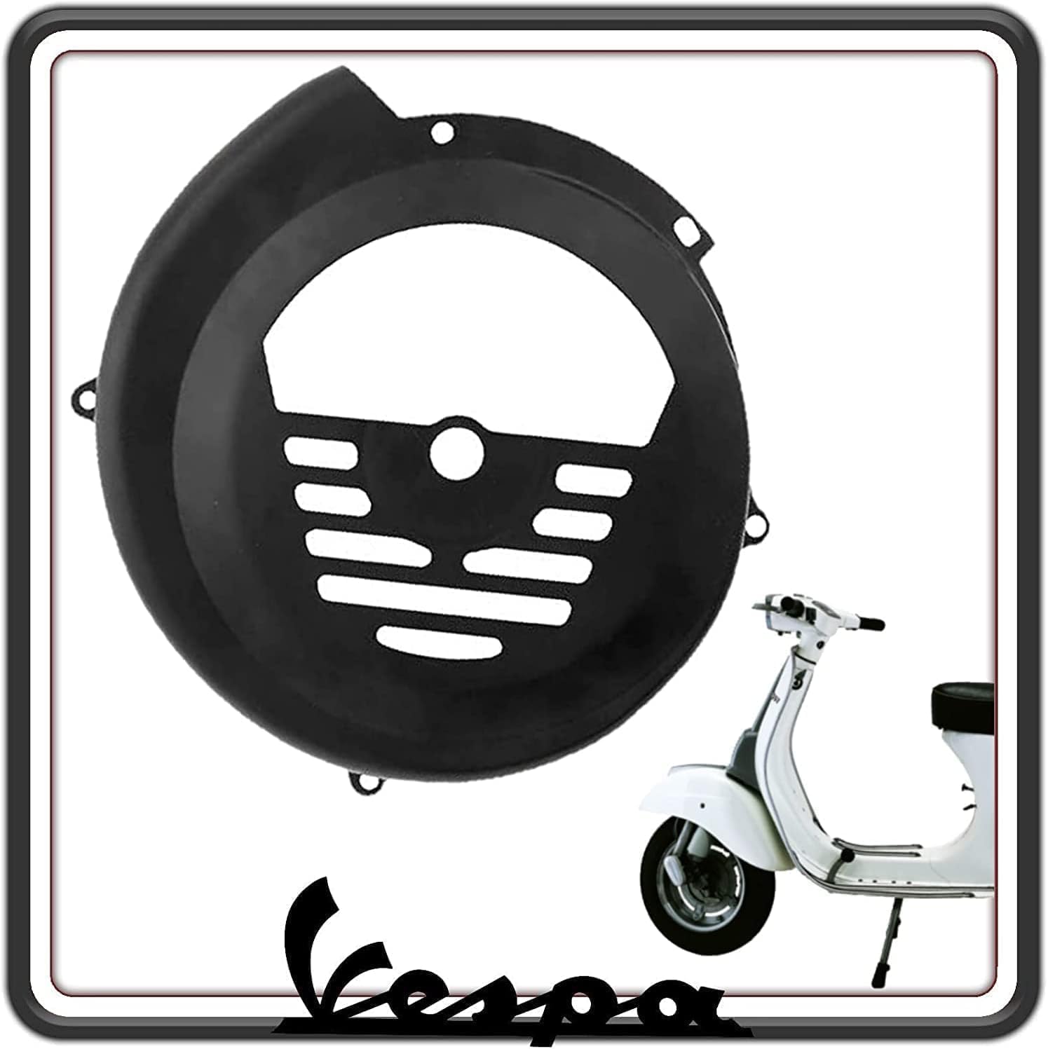 COPRIVENTOLA COPERCHIO VENTOLA COPRIVOLANO COPRI VOLANO COLORE NERO COMPATIBILE PER PIAGGIO VESPA 50 - VESPA 50 SPECIAL - VESPA 90 – PIAGGIO VESPA ET3 125 PRIMAVERA.