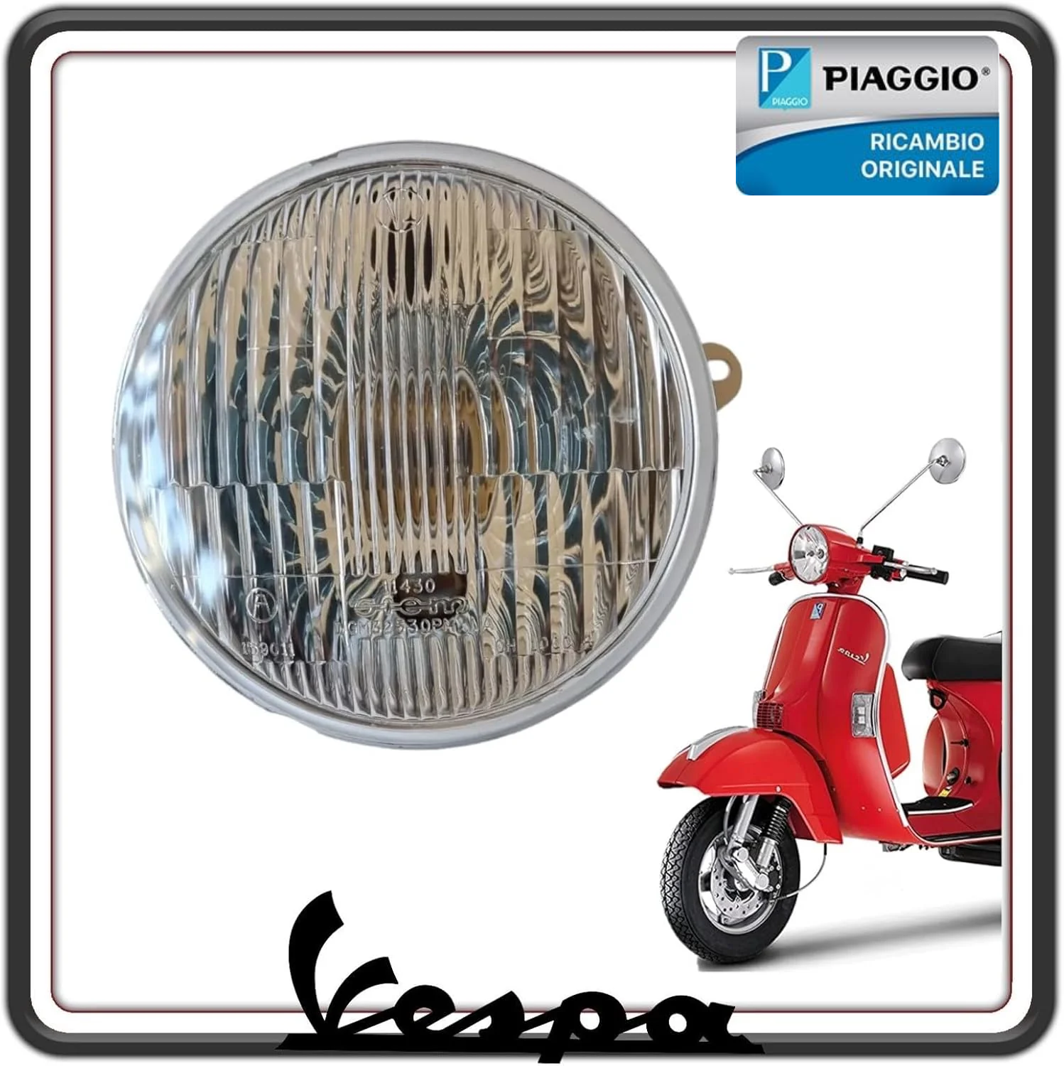 FARO FANALE GRUPPO OTTICO ANTERIORE PER PIAGGIO VESPA PX 125 DAL 1981 AL 2001 - VESPA PX 150 DAL 1998 AL 2005 - VESPA PX 200 FINO AL 2001 ORIGINALE PIAGGIO 1R000267