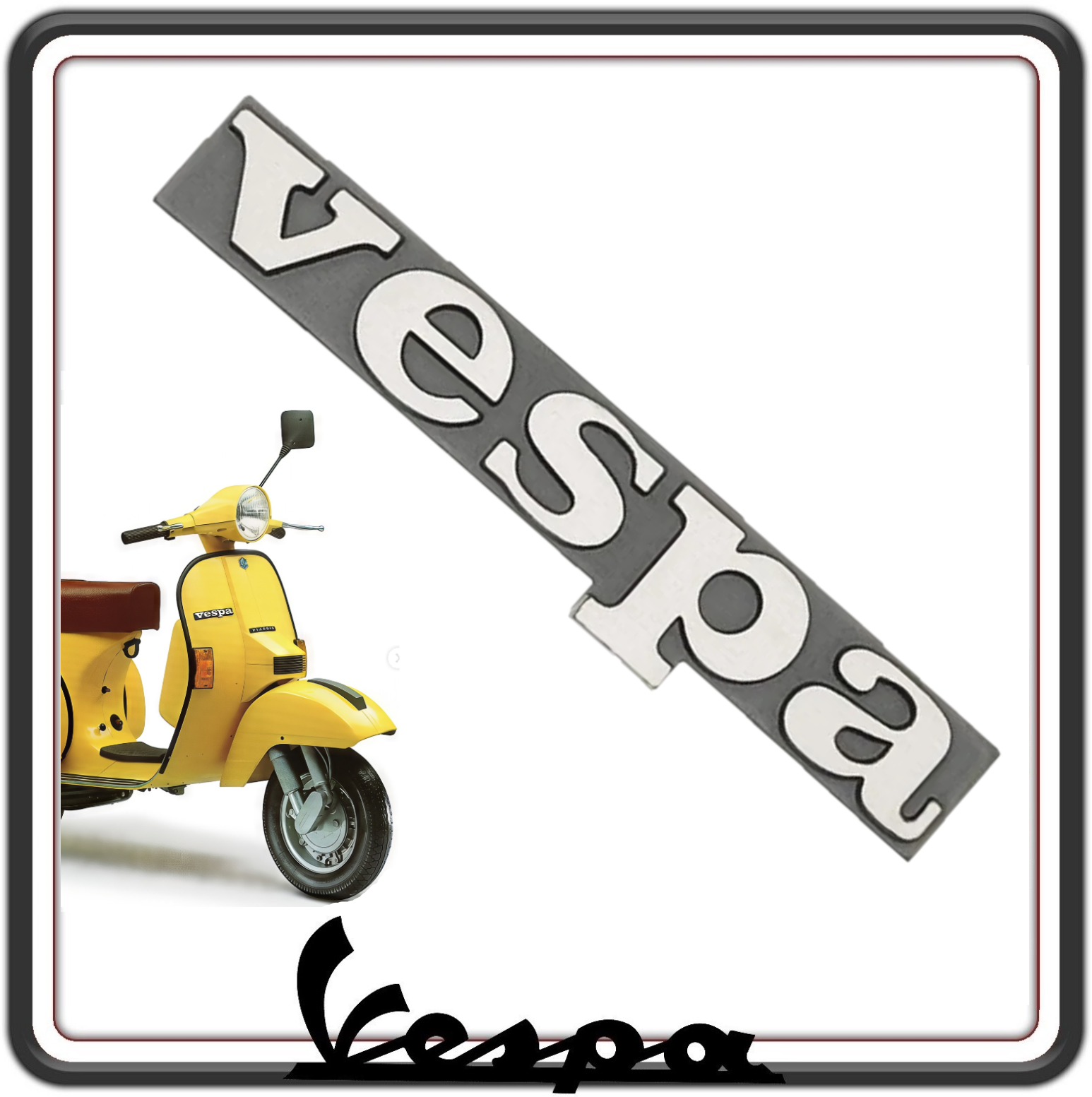 TARGHETTA SCRITTA LOGO STEMMA FREGIO ANTERIORIE COMPATIBILE PER VESPA PX TUTTI I MODELLI - VESPA ARCOBALENO