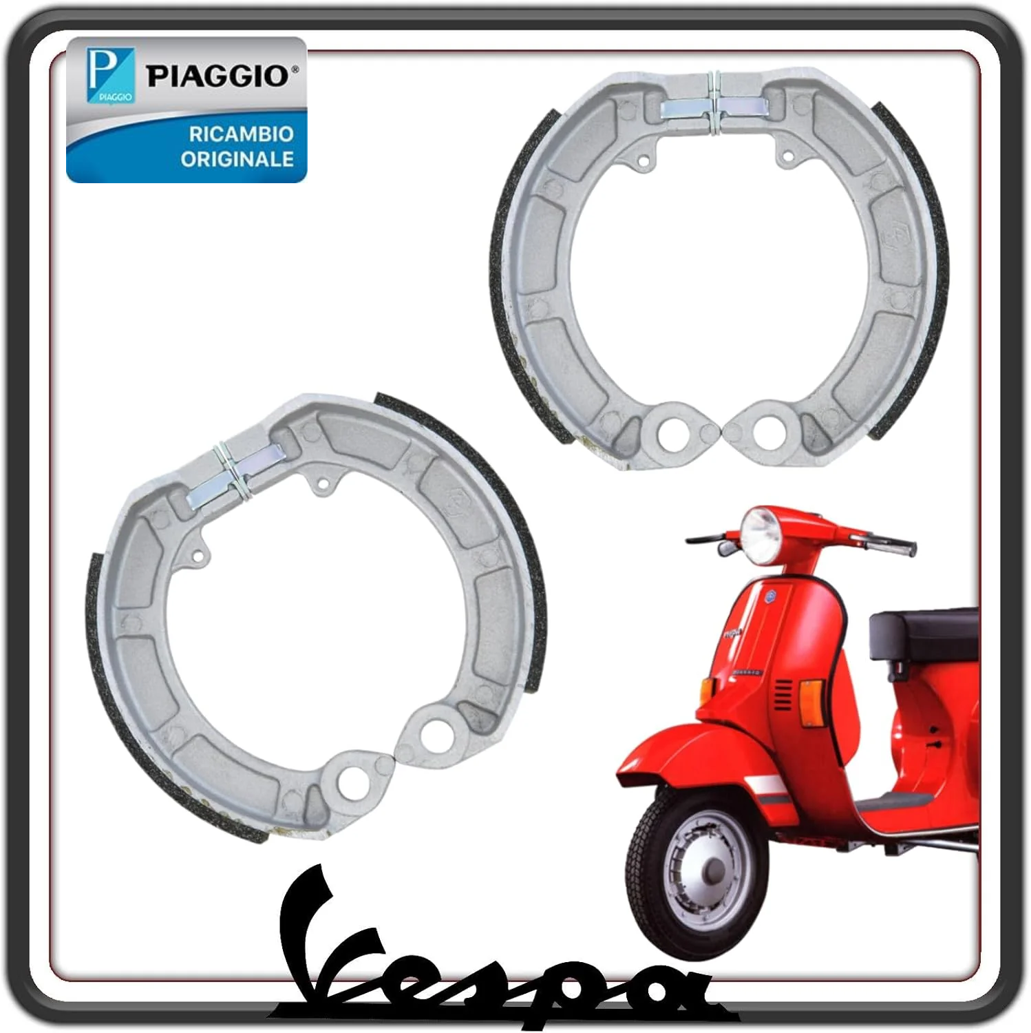 KIT COPPIA DUE GANASCE CEPPI FRENO FRENI ANTERIORI + POSTERIORI PER PIAGGIO VESPA PK 50-50 XL - VESPA PK 125 - PK 125 XL ORIGINALE PIAGGIO 647377