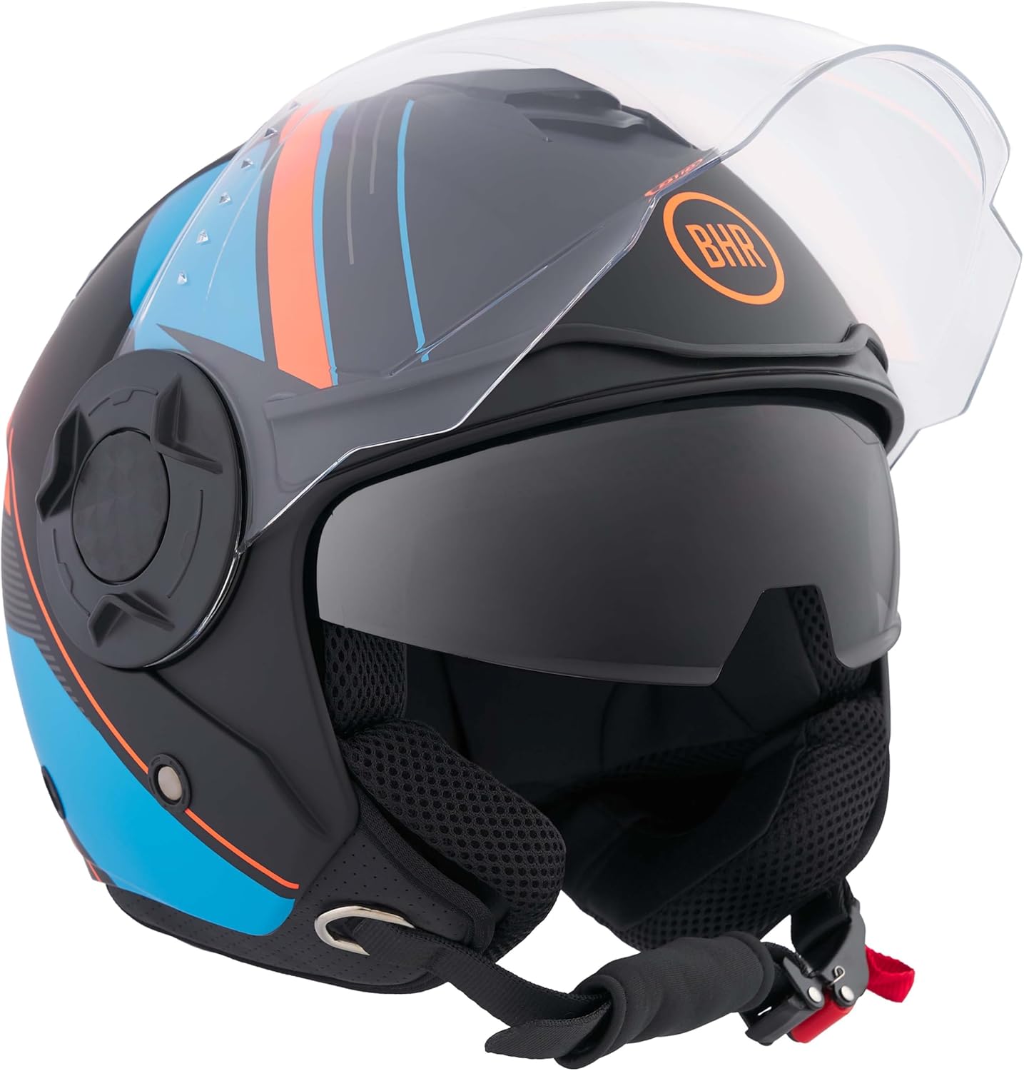 BHR - CASCO JET 830 FLASH COOL BLACK OPACO - DOPPIA VISIERA