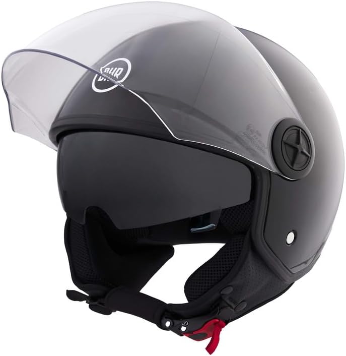 BHR - CASCO DEMI JET 840 DUAL SHIELD NERO METALLIZZATO 