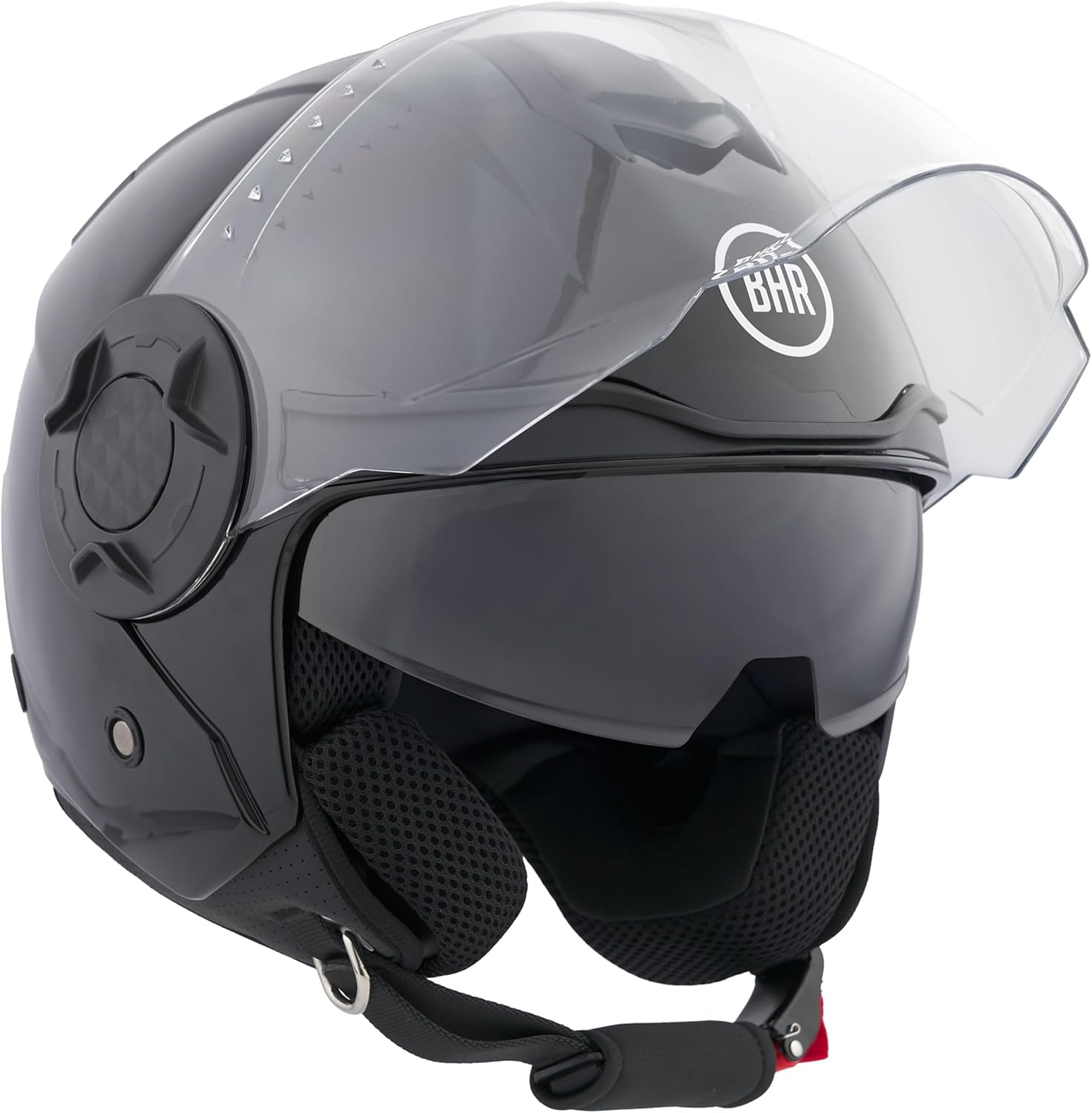 BHR - CASCO JET 830 FLASH NERO METALLIZZATO - DOPPIA VISIERA