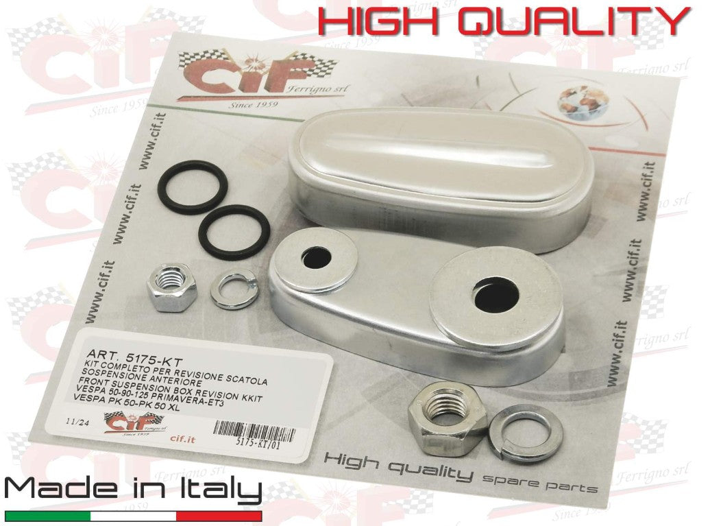 KIT COMPLETO REVISIONE SCATOLA SCATOLETTA AMMORTIZZATORE SOSPENSIONE ANTERIORE PER PIAGGIO VESPA 50-90-125 PRIMAVERA - ET3 - PK50-XL  CIF 5175-KT