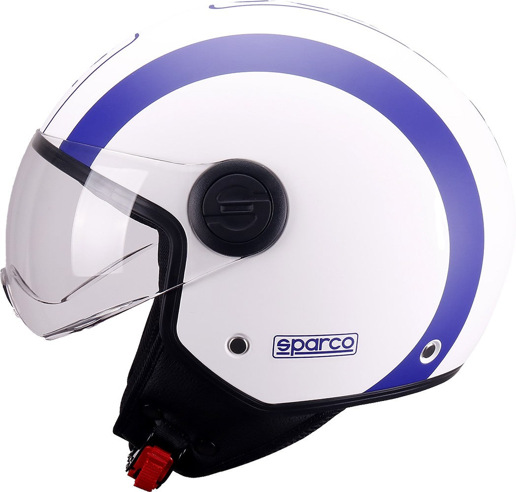 SPARCO RIDERS - CASCO DEMI JET SP601 BIANCO E BLU OPACO