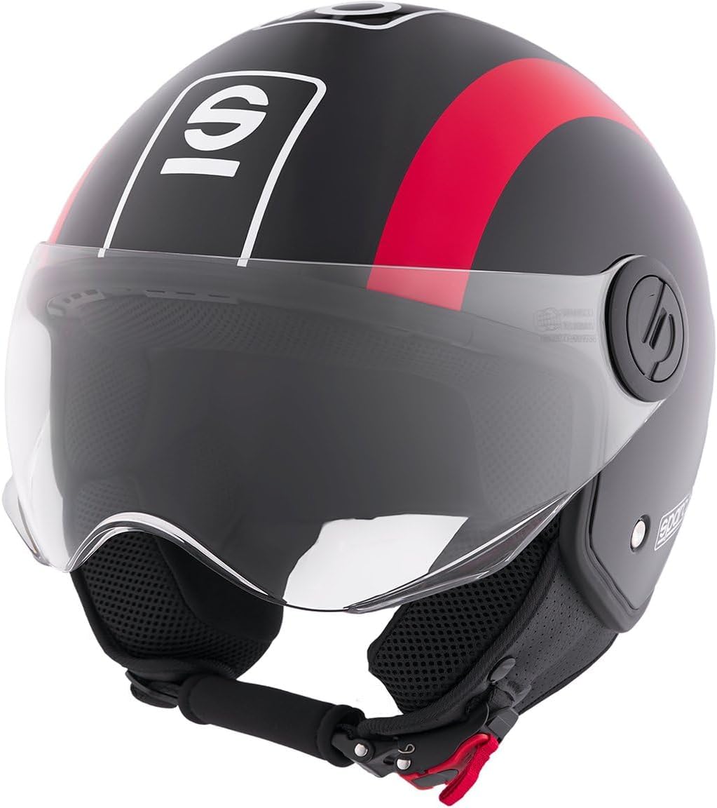 SPARCO RIDERS - CASCO DEMI JET SP601 NERO E ROSSO