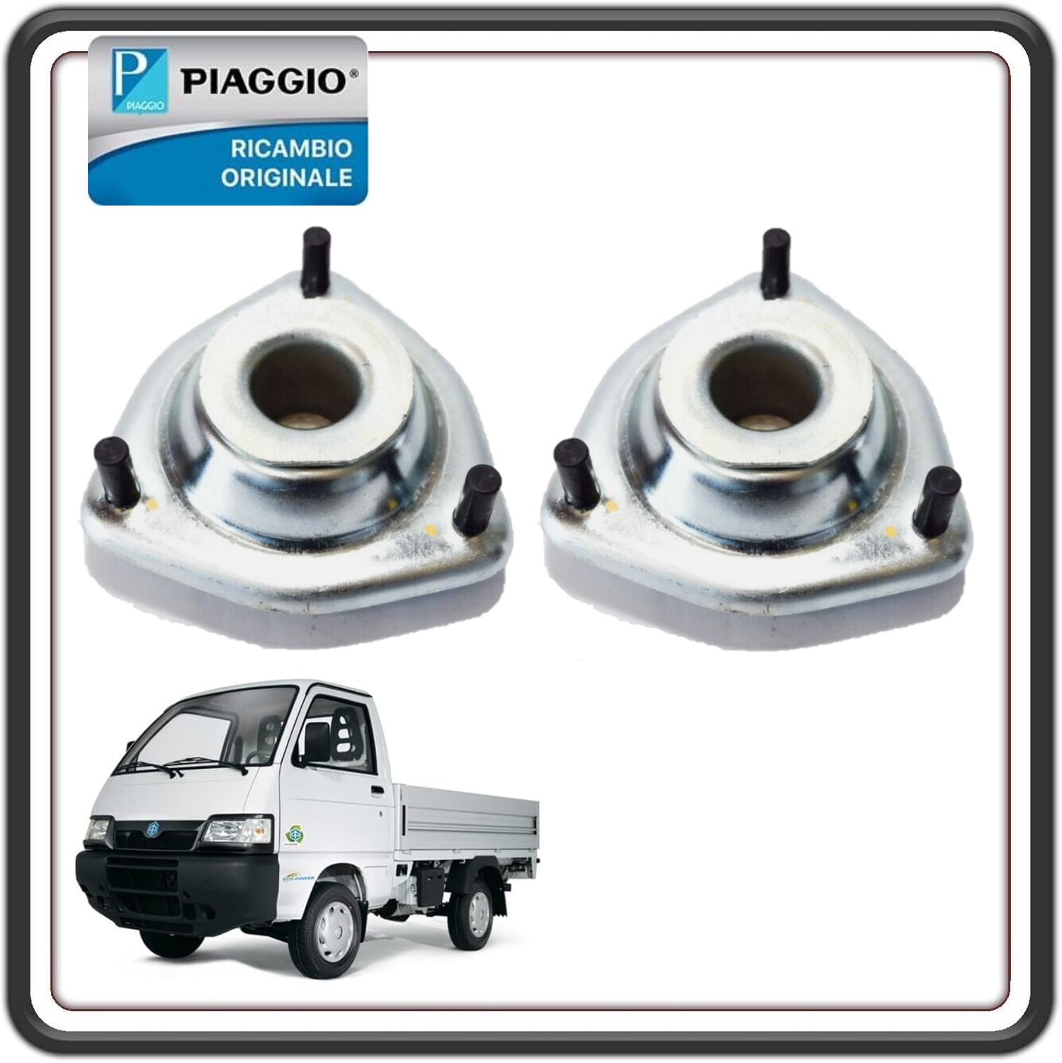KIT SUPPORTO SUPPORTI ELASTICI ELASTICO AMMORTIZZATORE AMMORTIZZATORI ANTERIORI PER PIAGGIO PORTER TUTTI I MODELLI - PIAGGIO QUARGO ORIGINALE PIAGGIO B004342