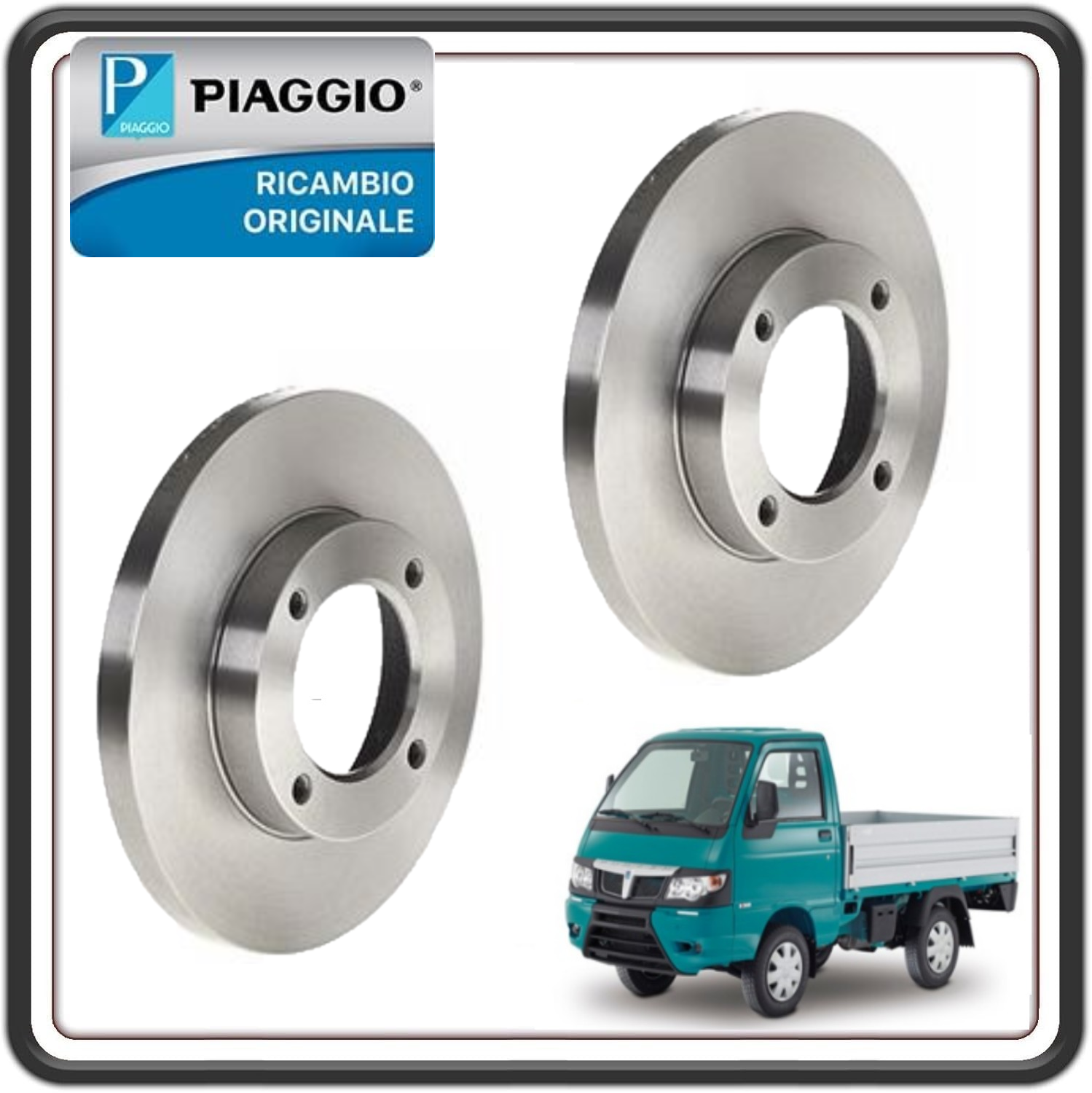 KIT COPPIA DISCHI FRENO ANTERIORE 4 FORI PER PIAGGIO PORTER MULTITECH E4-E5 DAL 2010 AL 2015 ORIGINALE PIAGGIO 4351287Z02000 