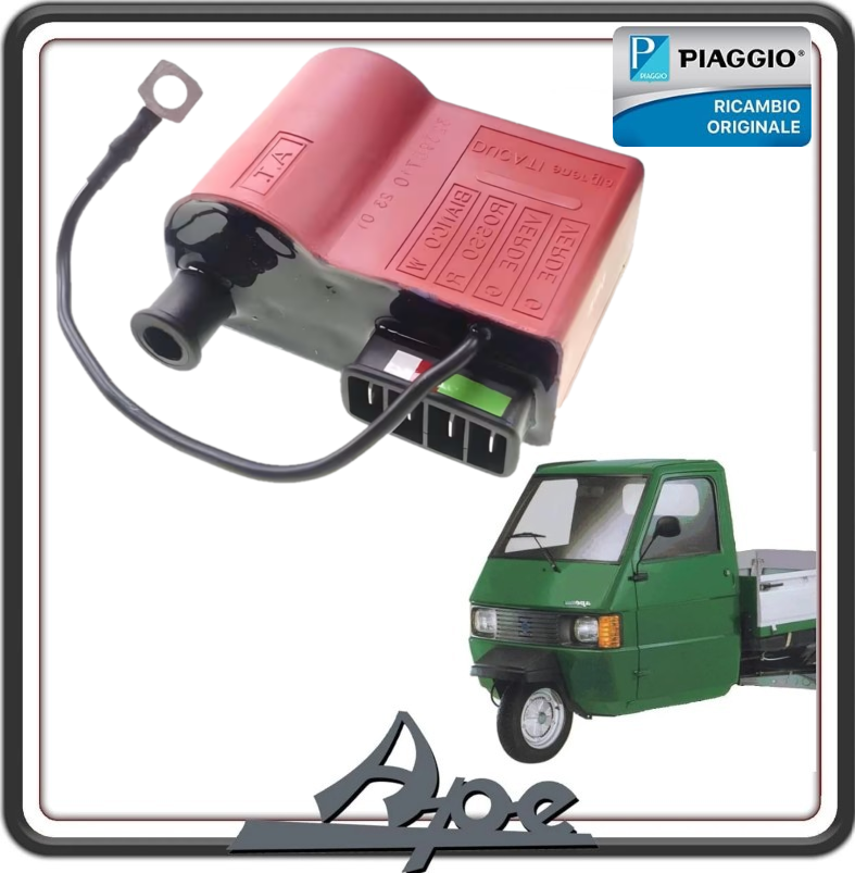 BOBINA CENTRALINA DISPOSITIVO ACCENSIONE ELETTRONICA PER PIAGGIO APE TM 703 BENZINA - PIAGGIO APE 602 - PIAGGIO APE 501-601 - PIAGGIO APE CAR (LEGGI COMPATIBILITA') ORIGINALE PIAGGIO  2441295