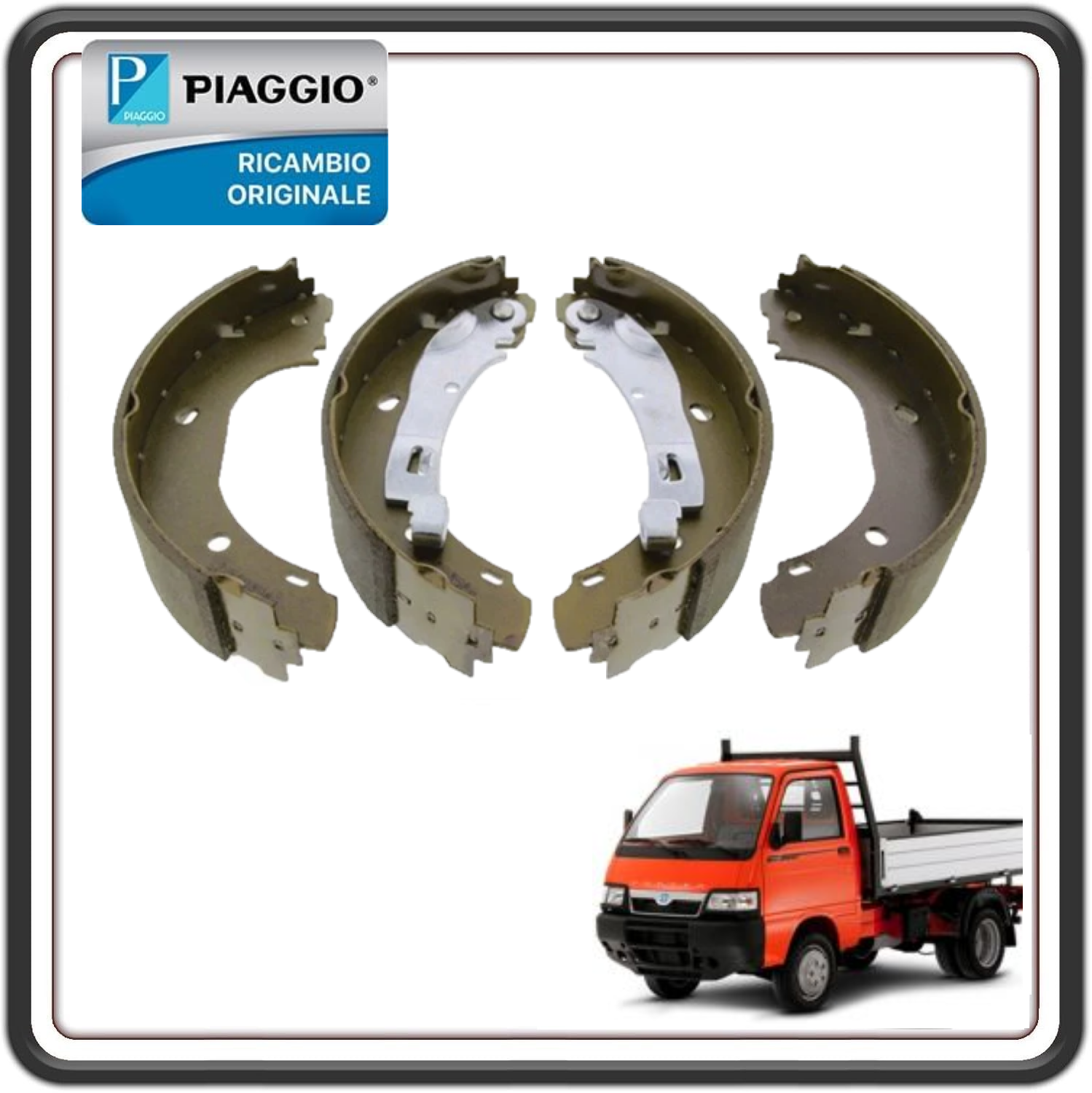 KIT COPPIA GANASCE FRENO FRENI POSTERIORI POSTERIORE PER PIAGGIO PORTER MAXXI DAL 2007 IN POI ORIGINALE PIAGGIO 837070 