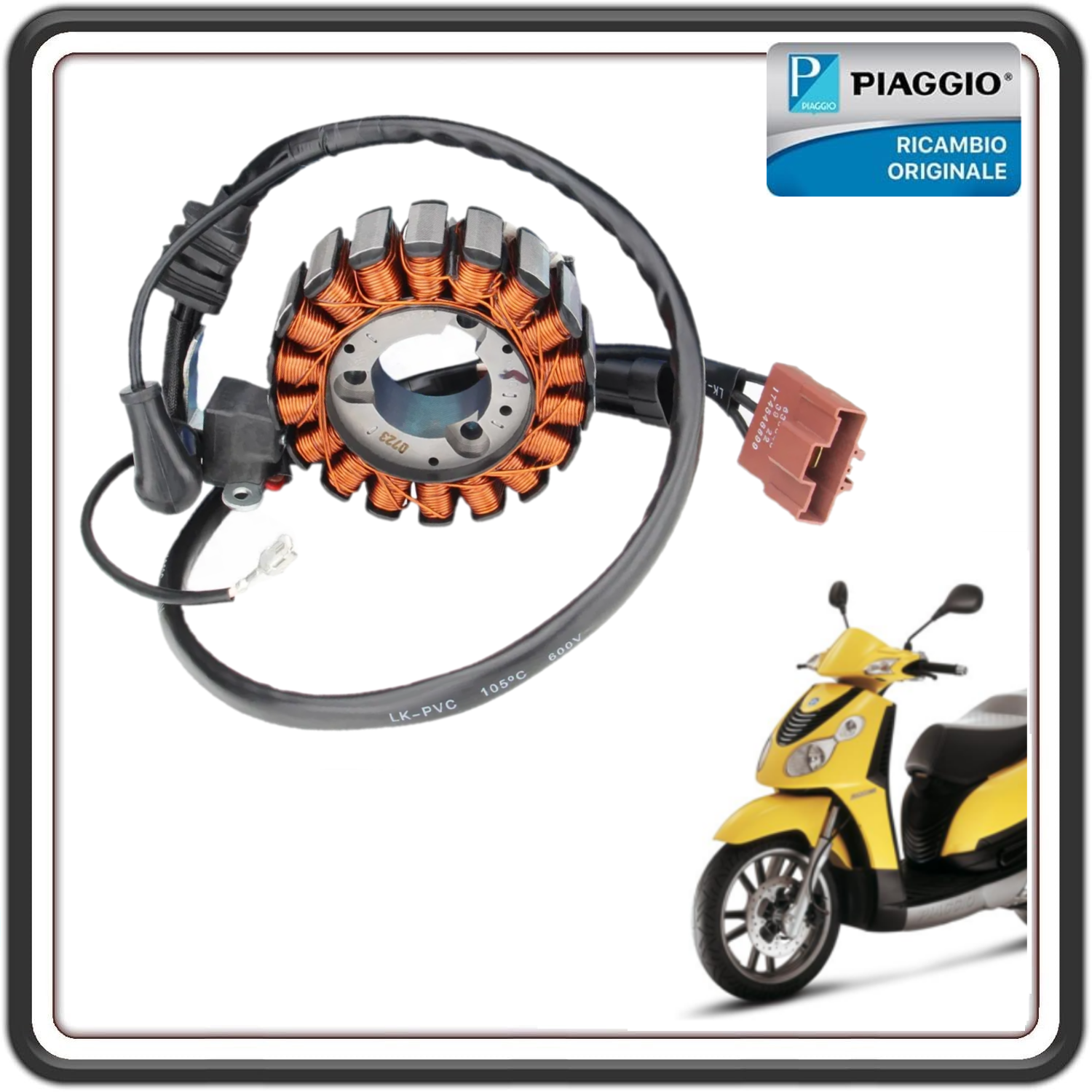 STATORE MAGNETE VOLANO CAMPO MAGNETICO GENERATORE DI CORRENTE PER PIAGGIO BEVERLY 250 DAL 2006 AL 2009 - PIAGGIO BEVERLY 300 DAL 2009 AL 2010 - PIAGGIO CARNABY 250 FINO AL 2008 - PIAGGIO CARNABY CRUISER 300 DAL 2009 AL 2012 ORIGINALE PIAGGIO  58070R