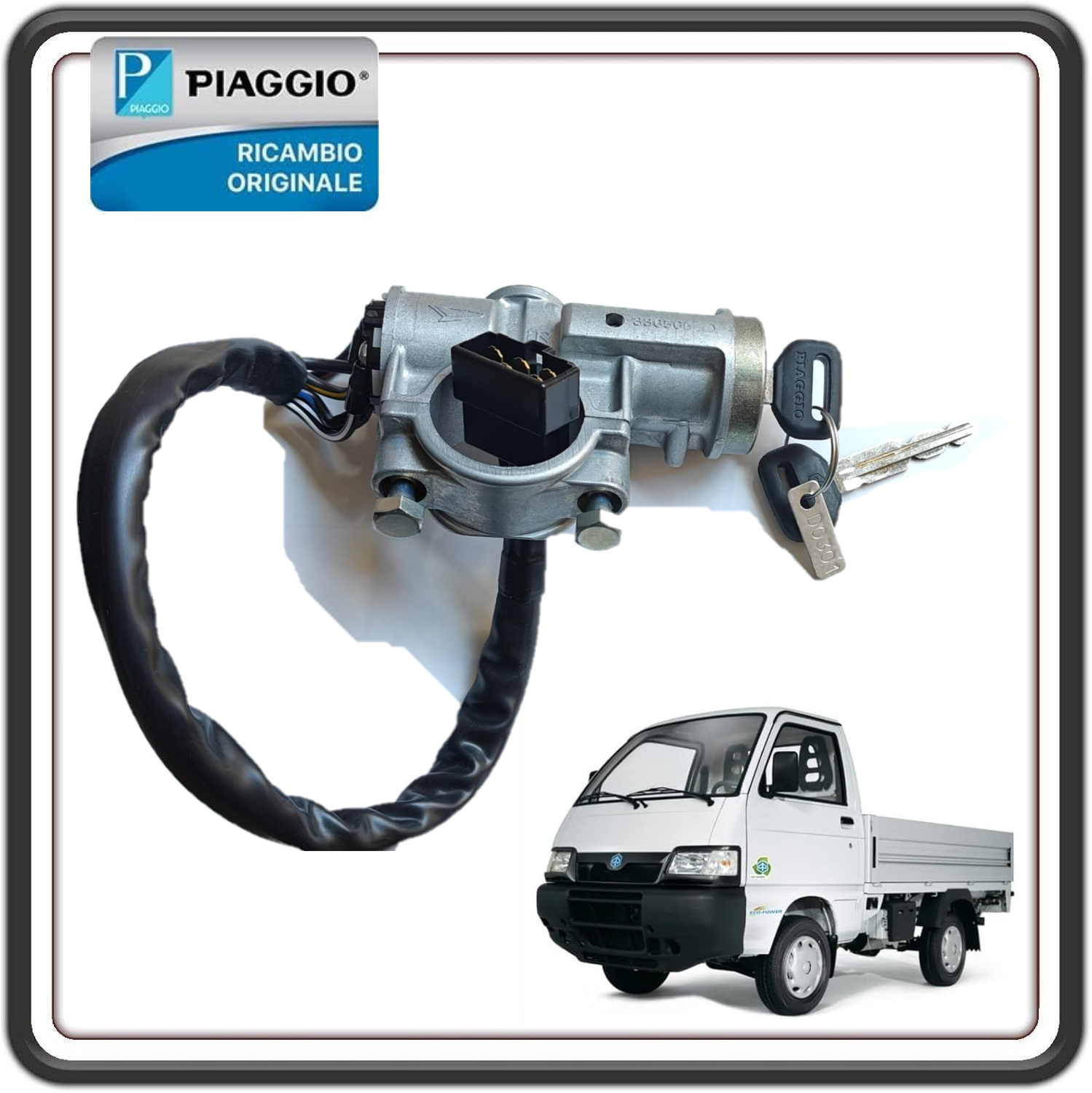 KIT BLOCCASTERZO CILNDRETTO COMMUTATORE QUADRO COMPLETO DI CHIAVI PER PIAGGIO PORTER 1300 16V MOTORE DAIHATSU FINO AL 2009 ORIGINALE PIAGGIO D4502087506