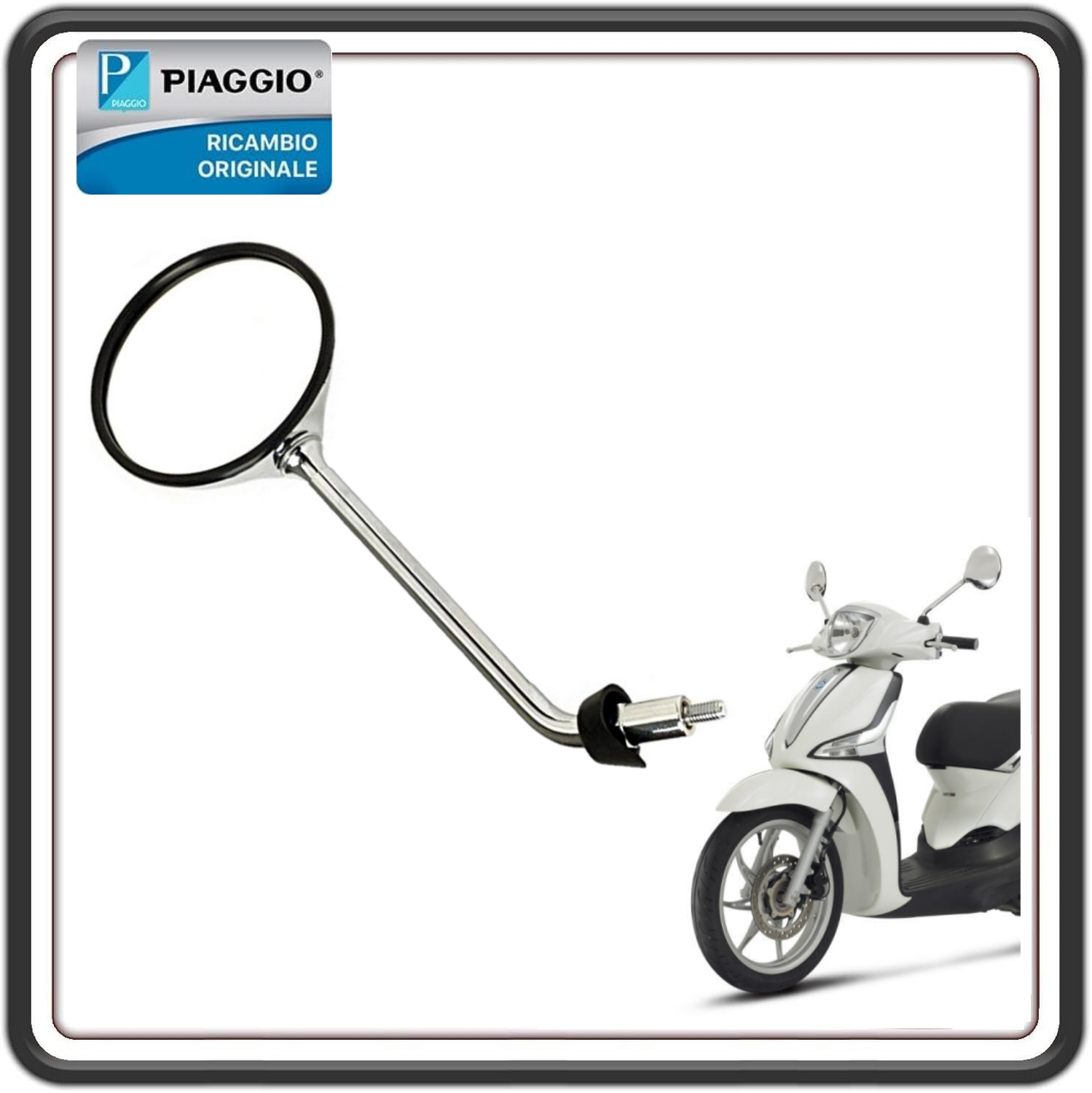 SPECCHIO SPECCHIETTO RETROVISORE DESTRO PER PIAGGIO LIBERTY 50 - 125 - 150 DAL 2015 AL 2022 ORIGINALE PIAGGIO CM020418
