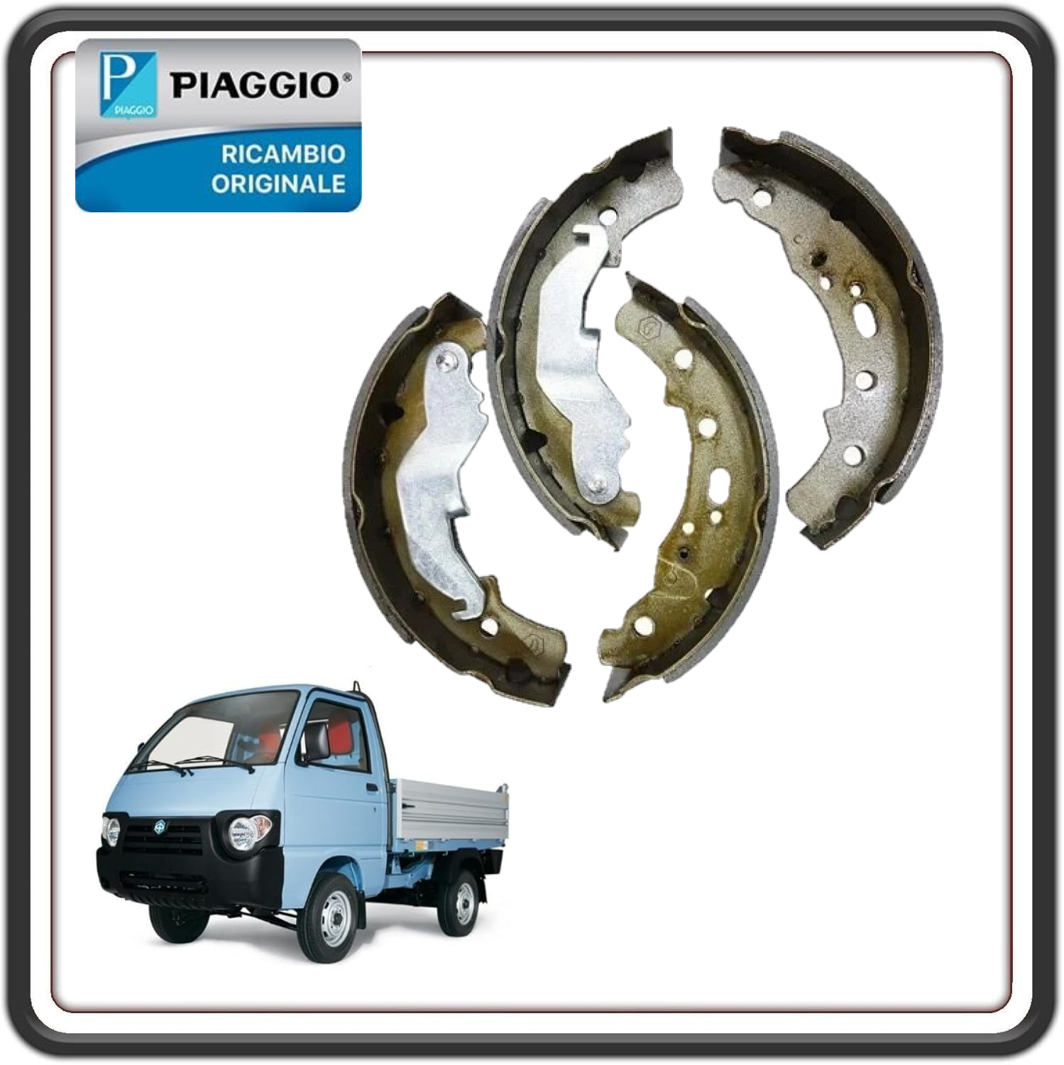 KIT SERIE GANASCE CEPPI FRENO POSTERIORI PER PIAGGIO APE POKER BENZINA E DISEL TUTTI I MODELLI - PIAGGIO QUARGO TUTI I  MODELLI ORIGINALE PIAGGIO 2681615