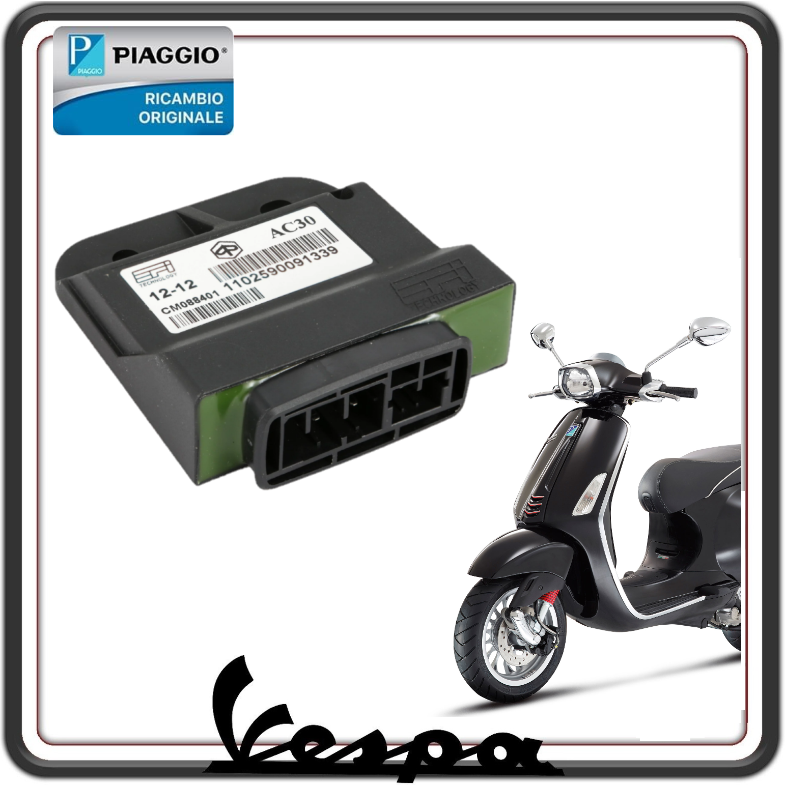 CENTRALINA DISPOSITIVO ACCENSIONE ELETTRONICA PER PIAGGIO VESPA LX 50 DAL 2009 AL 2013 - VESPA PRIMAVERA 50 DAL 2013 AL 2017 - VESPA SPRINT 50 DAL 2014 AL 2017 ORIGINALE PIAGGIO CM088401  