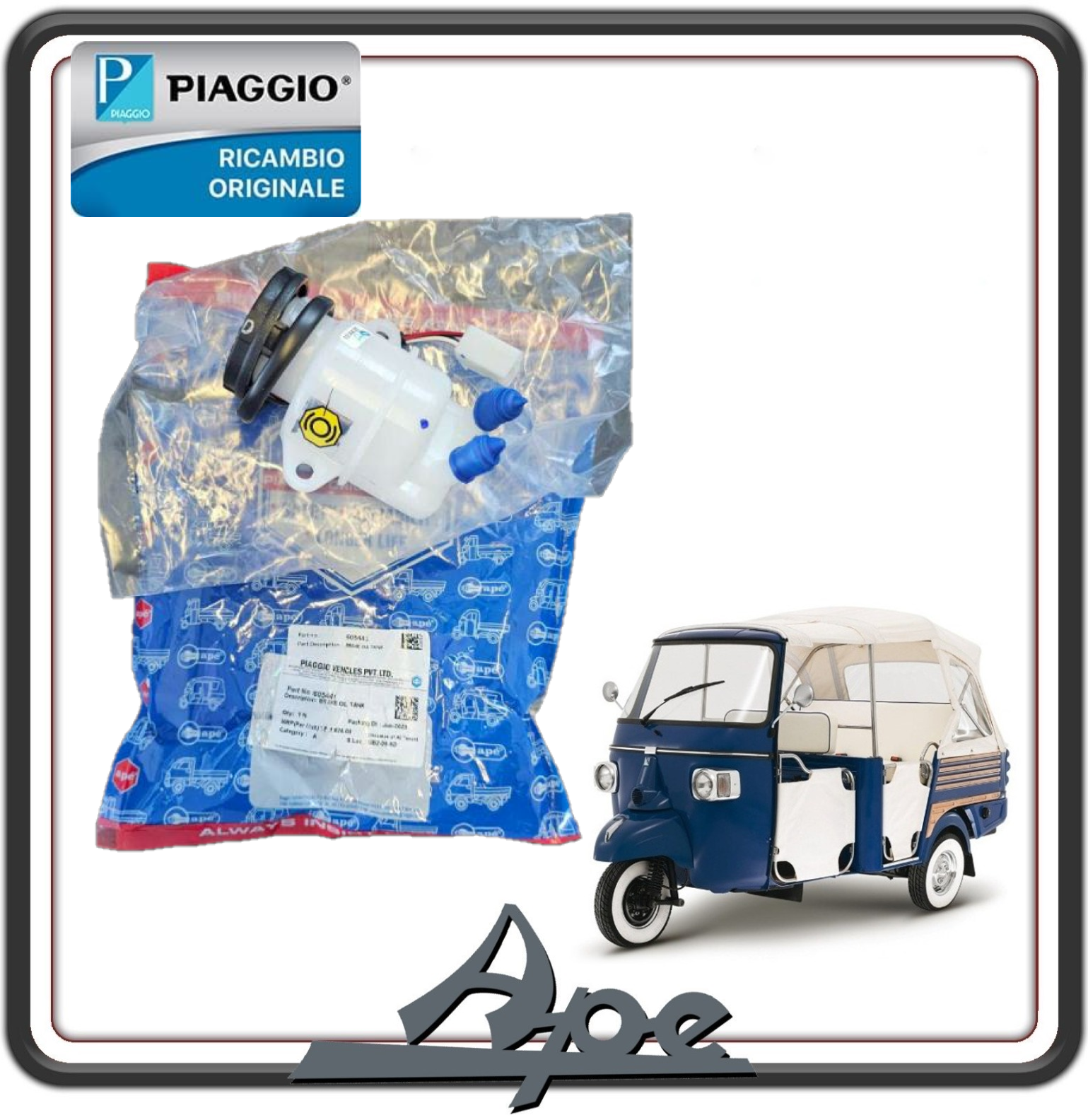 SERBATOIO VASCHETTA OLIO FRENI PER PIAGGIO APE CALESSINO DIESEL DAL 2007 AL 2012 ORIGINALE PIAGGIO 605441
