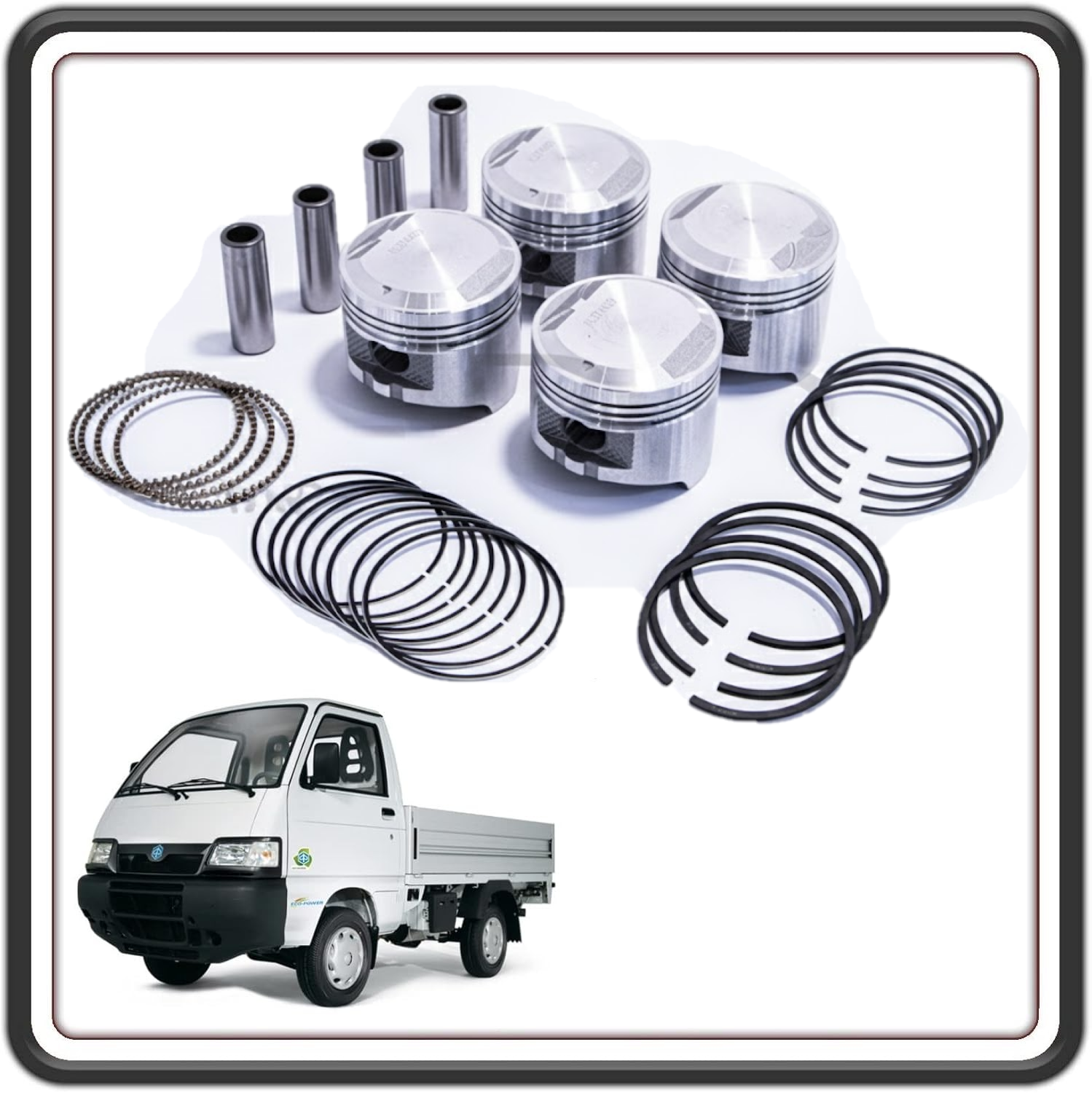 KIT SERIE PISTONI MISURA STANDARD COMPLETI DI SEGMENTI 1,2 X 1,5 X 3 mm COMPATIBILE CON PIAGGIO PORTER 1300 16V MOTORE DAIHATSU DAL 1998 AL 2010 