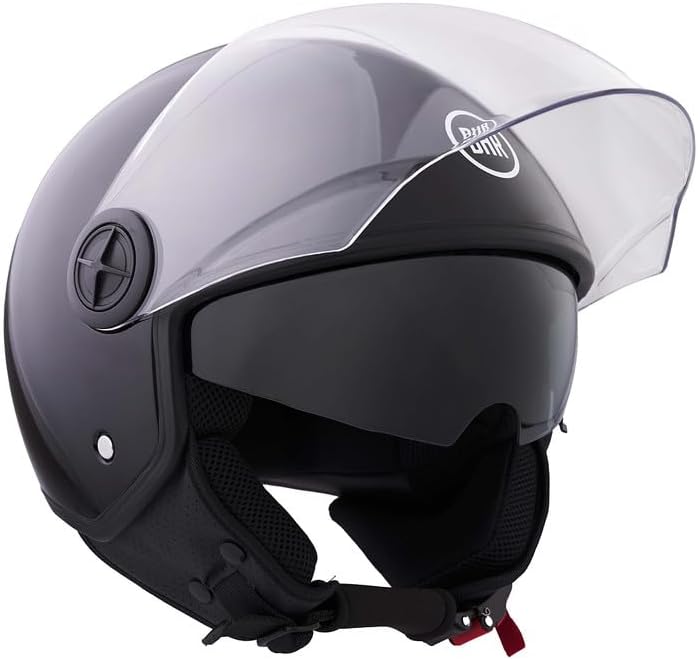 BHR - CASCO DEMI JET 840 DUAL SHIELD NERO METALLIZZATO 