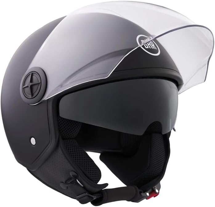 BHR - CASCO DEMI JET 840 DUAL SHIELD NERO OPACO