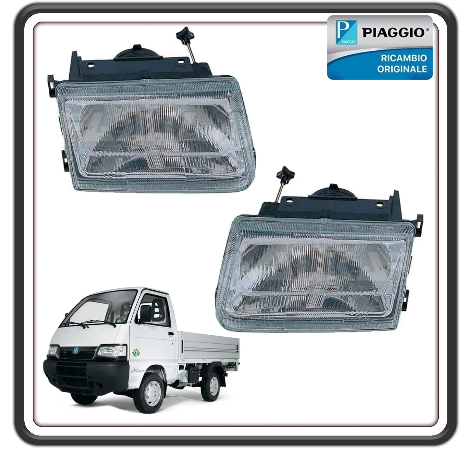 KIT 2 FARO FANALE PROIETTORE ANTERIORE LATO DESTRO E SINISTRO PER PORTER 1300 16V FINO AL 2009 - PORTER 1200 1400 DIESEL ORIGINALE PIAGGIO 8111087Z11000 - 8115087Z05000

