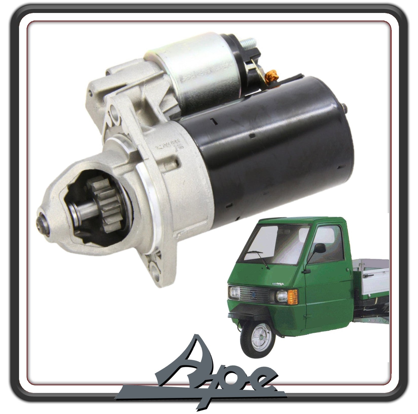 MOTORINO AVVIAMENTO COMPATIBILE PER PIAGGIO APE CALESSINO DIESEL - APE CLASSIC 601 DIESEL - APE TM P703 DIESEL - APE POKER DIESEL - APE CAR - MAX DIESEL 