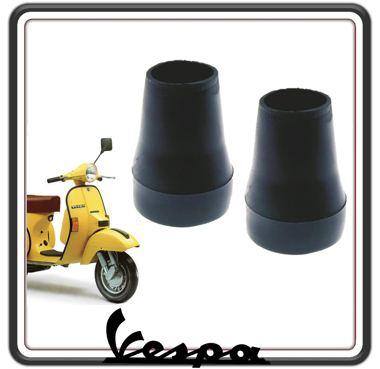 KIT COPPIA DUE SCARPETTE PIEDINI PIEDINO GOMMINI GOMMINO CAVALLETTO COMPATIBILE CON PIAGGIO VESPA PX TUTTI I MODELLI - VESPA PX PE - VESPA ARCOBALENO - VESPA LML STAR.