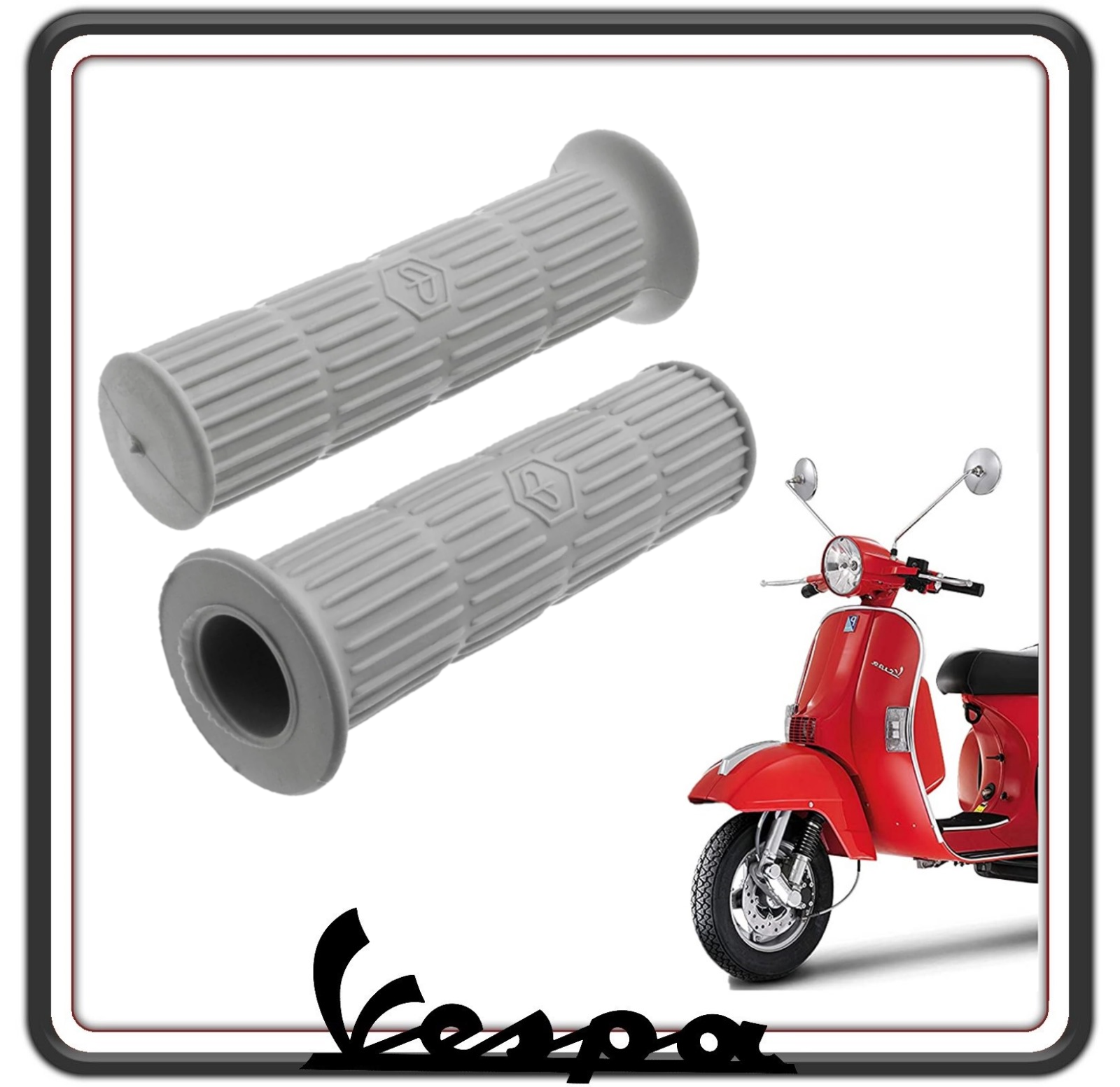 KIT COPPIA DUE MANOPOLE MANOPOLA COLORE GRIGIO COMPATIBILI CON PIAGGIO VESPA PX - VESPA ARCOBALENO.