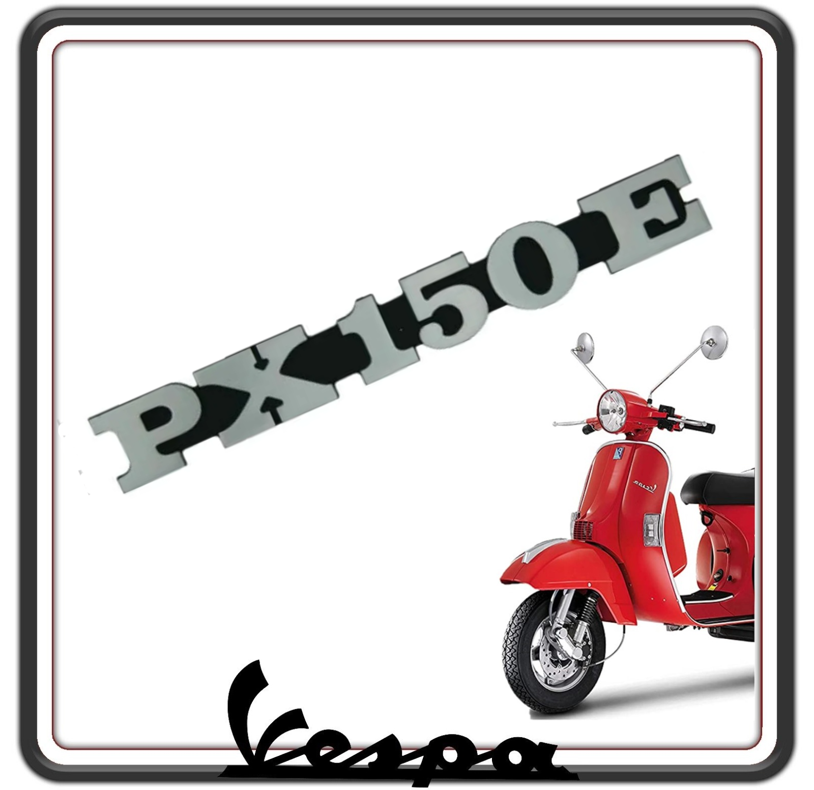 TARGHETTA SCRITTA LATERALE PER VESPA PX 150 E