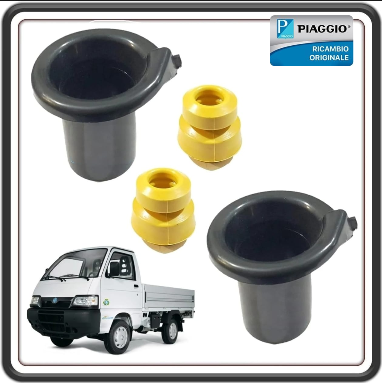 KIT 2 TAMPONE TAMPONI TAMPONCINI GOMME AMMORTIZZATORE ANTERIORE COMPLETO DI DUE PARAPOLVERE PIAGGIO PORTER TUTTI I MODELLI - PIAGGIO QUARGO DIESEL ORIGINALE 658155 - 4855987Z01000 X2