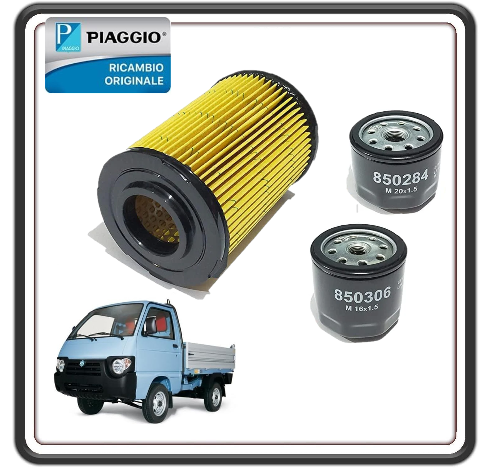 KIT FILTRO OLIO + FILTRO CARBURANTE + FILTRO ARIA PER PIAGGIO QUARGO DIESEL TUTTI I MODELLI ORIGINALE PIAGGIO 614945 - 850306 - 850284