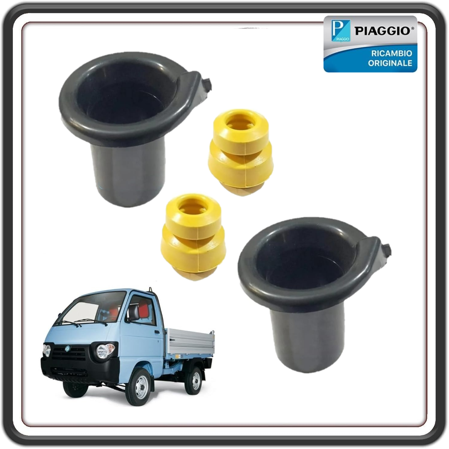 KIT 2 TAMPONE TAMPONI TAMPONCINI GOMME AMMORTIZZATORE ANTERIORE COMPLETO DI DUE PARAPOLVERE PIAGGIO PORTER TUTTI I MODELLI - PIAGGIO QUARGO DIESEL ORIGINALE 658155 - 4855987Z01000 X2