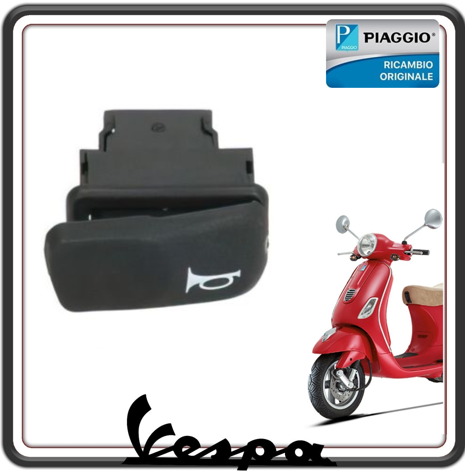 INTERRUTTORE PULSANTE CLACSON CLAXON PIAGGIO VESPA LX 50-125 - 150 - VESPA GTS 125-250 - 300 ORIGINALE PIAGGIO 641743