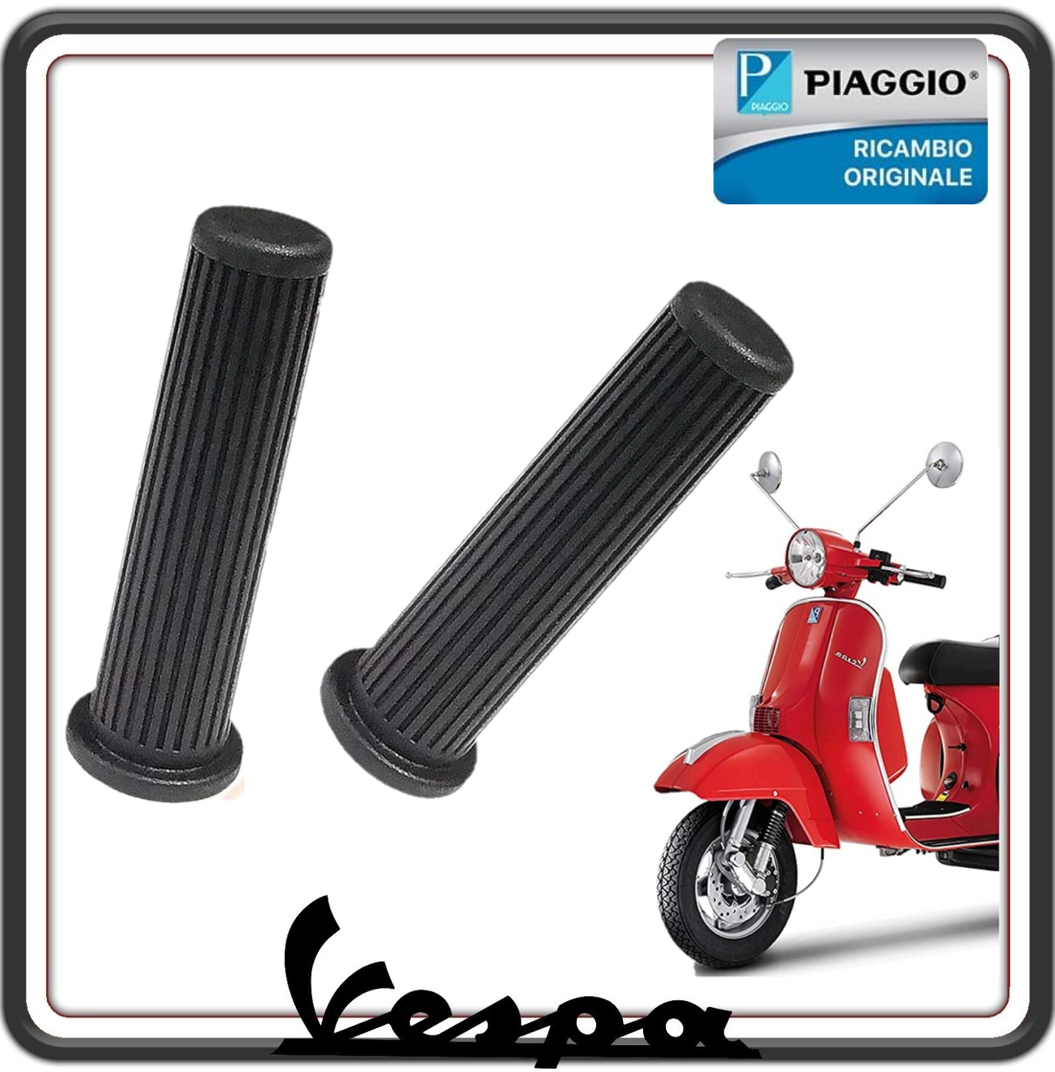 KIT COPPIA DUE MANOPOLE MANOPOLA VESPA PX 125 E - PX 150 E - PX 200 E - VESPA ARCOBALENO ORIGINALE PIAGGIO 179833