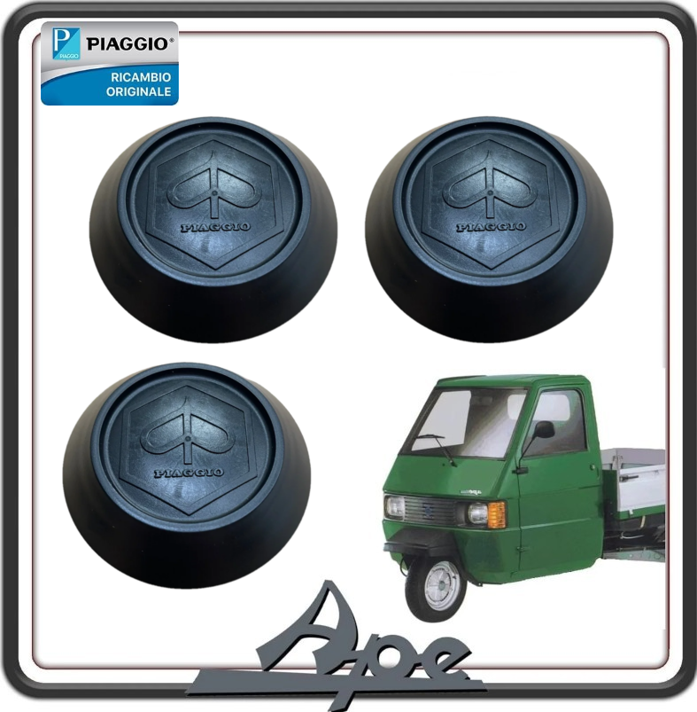 KIT 3 TAPPO TAPPI COPERCHIO COPERCHI MOZZO COPRI MOZZO RUOTA PIAGGIO APE TM 703 ORIGINALE PIAGGIO 566122