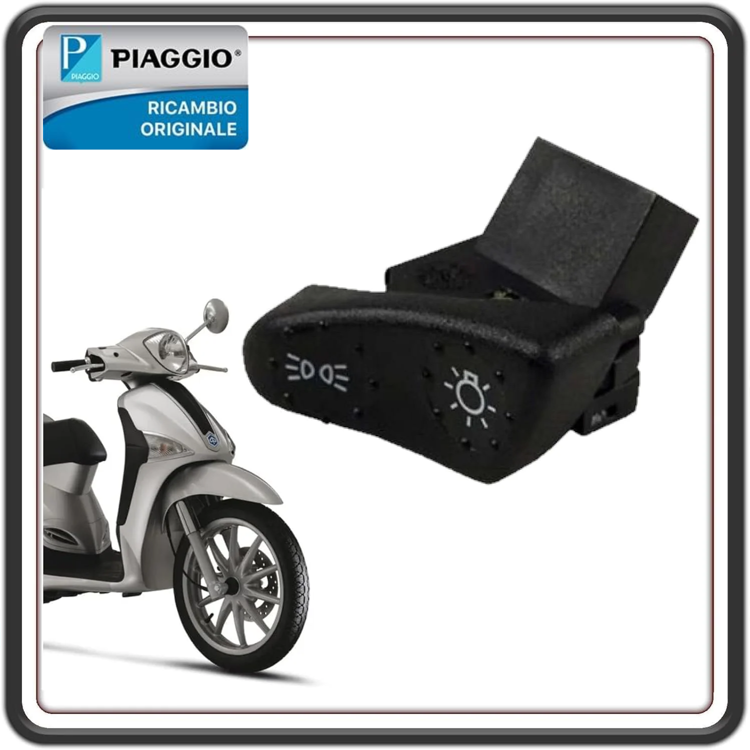PULSANTE INTERRUTTORE COMMUTATORE COPERCHIO LUCI LUCE PER PIAGGIO LIBERTY 50 - LIBERTY 125 FINO AL 2005 - PIAGGIO SFERA - VESPA ET2 ET4 FINO AL 2005 ORIGINALE PIAGGIO 293571