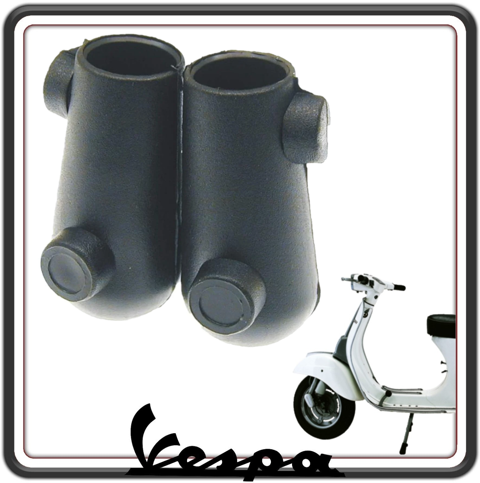 KIT COPPIA DUE SCARPETTE SCARPINI PIEDINI PIEDINO GOMMINI GOMMINO CAVALLETTO COMPATIBILE CON PIAGGIO VESPA 50 - PIAGGIO VESPA 50 SPECIAL - PIAGGIO VESPA 90 - VESPA 125 PRIMAVERA - VESPA ET3.